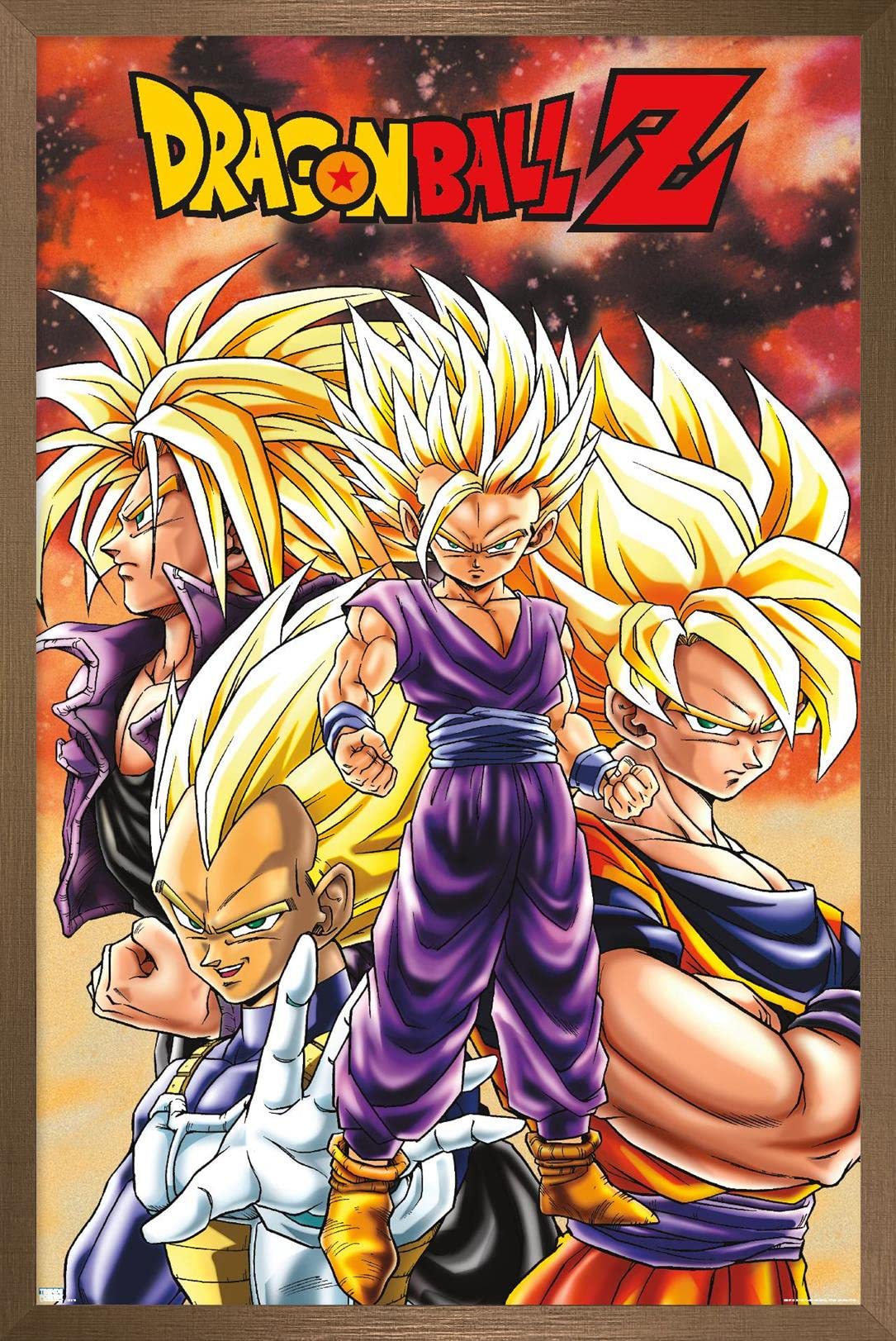 Trends International Dragon Ball Z - Saiyans Wall Poster, 14.725'' X 22.375'', Bronze Framed Version