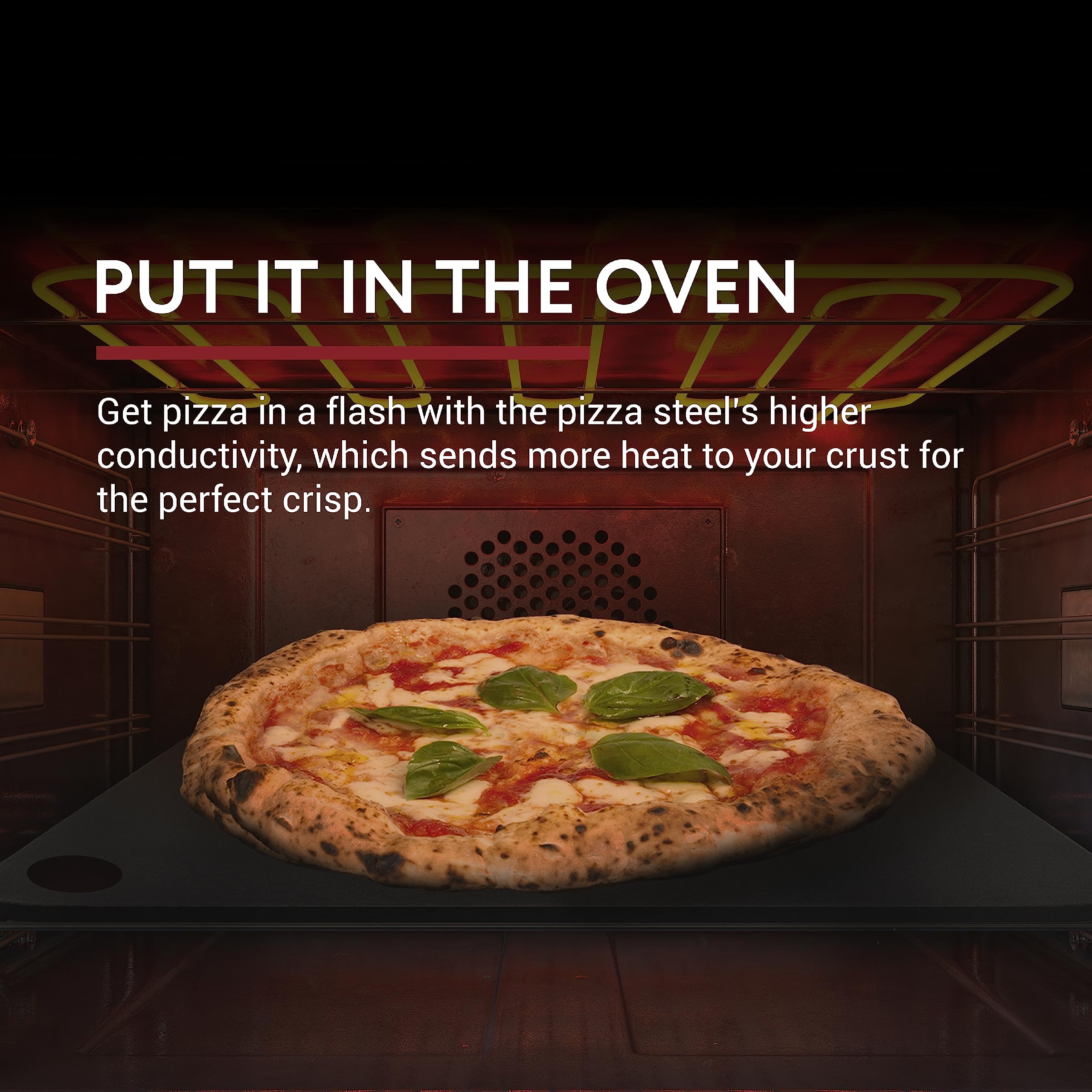 Impresa Pizza Steel For Oven - Durable Steel Platform With Finger Hole For Baking Pizza And Bread - 14X14 Inches - Great Alterna