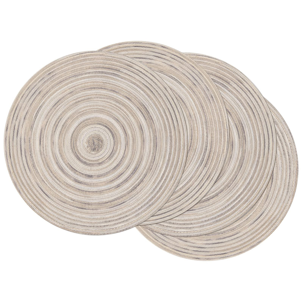 Shacos Round Braided Placemats 15 Inch Set Of 4 Variegated Washable Kitchen Table Placemats For Home Wedding Party (Rainbow Gray