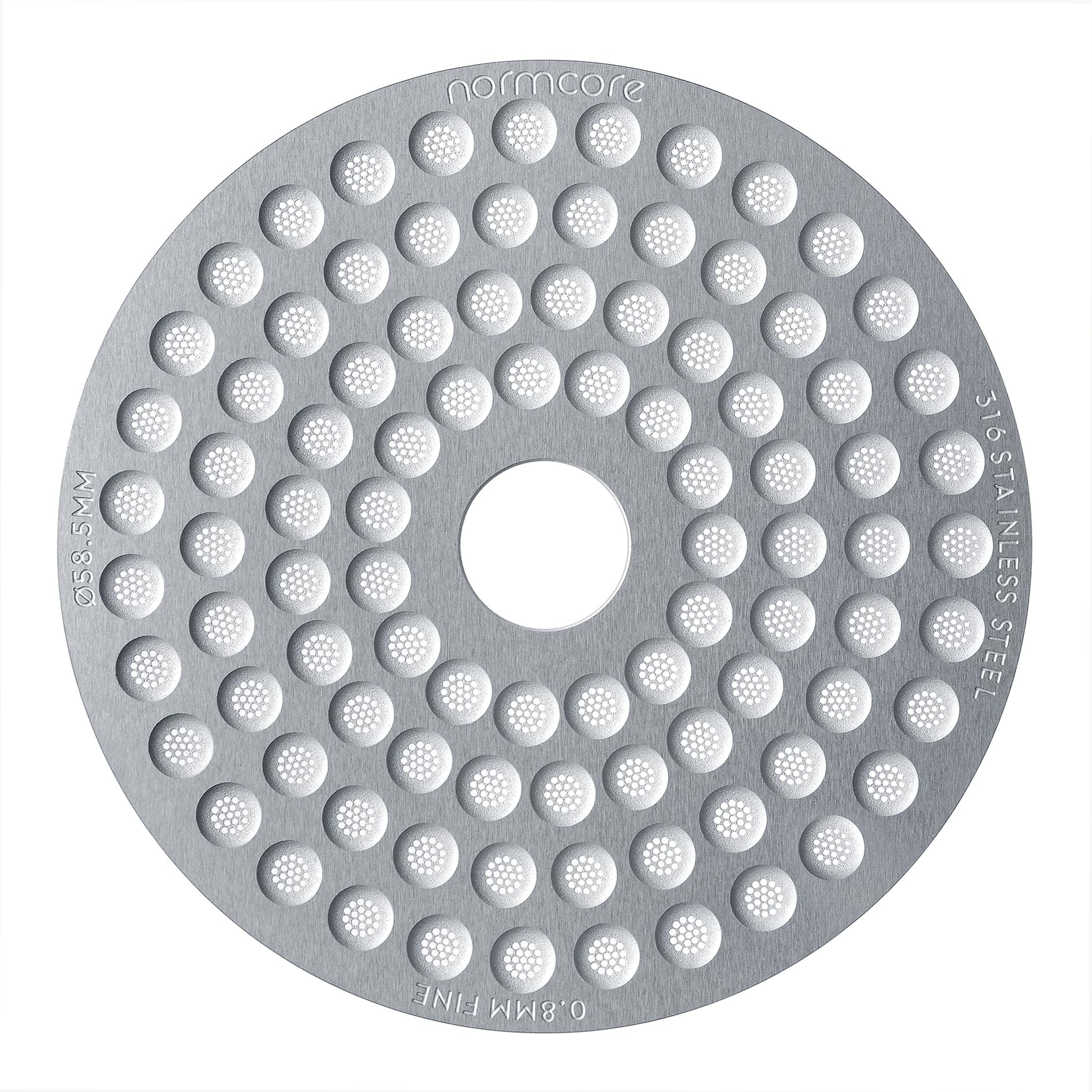 Normcore 58.5Mm Espresso Puck Screen With Round Hole, Ultra-Slim 0.8Mm Thickness Coffee Filter, 316 Stainless Steel Reusable Cof