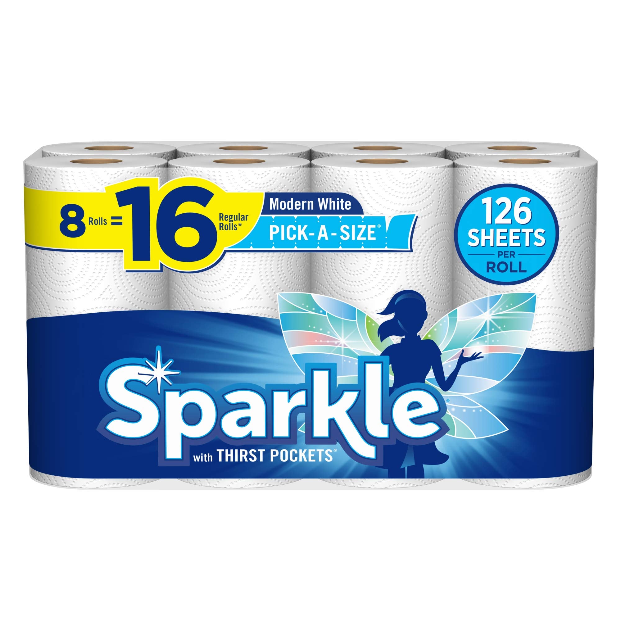 Sparkle Pick-A-Size Paper Towels, 8 Mega Rolls = 13 Regular Rolls, Everyday Value Paper Towel With Full And Half Sheets