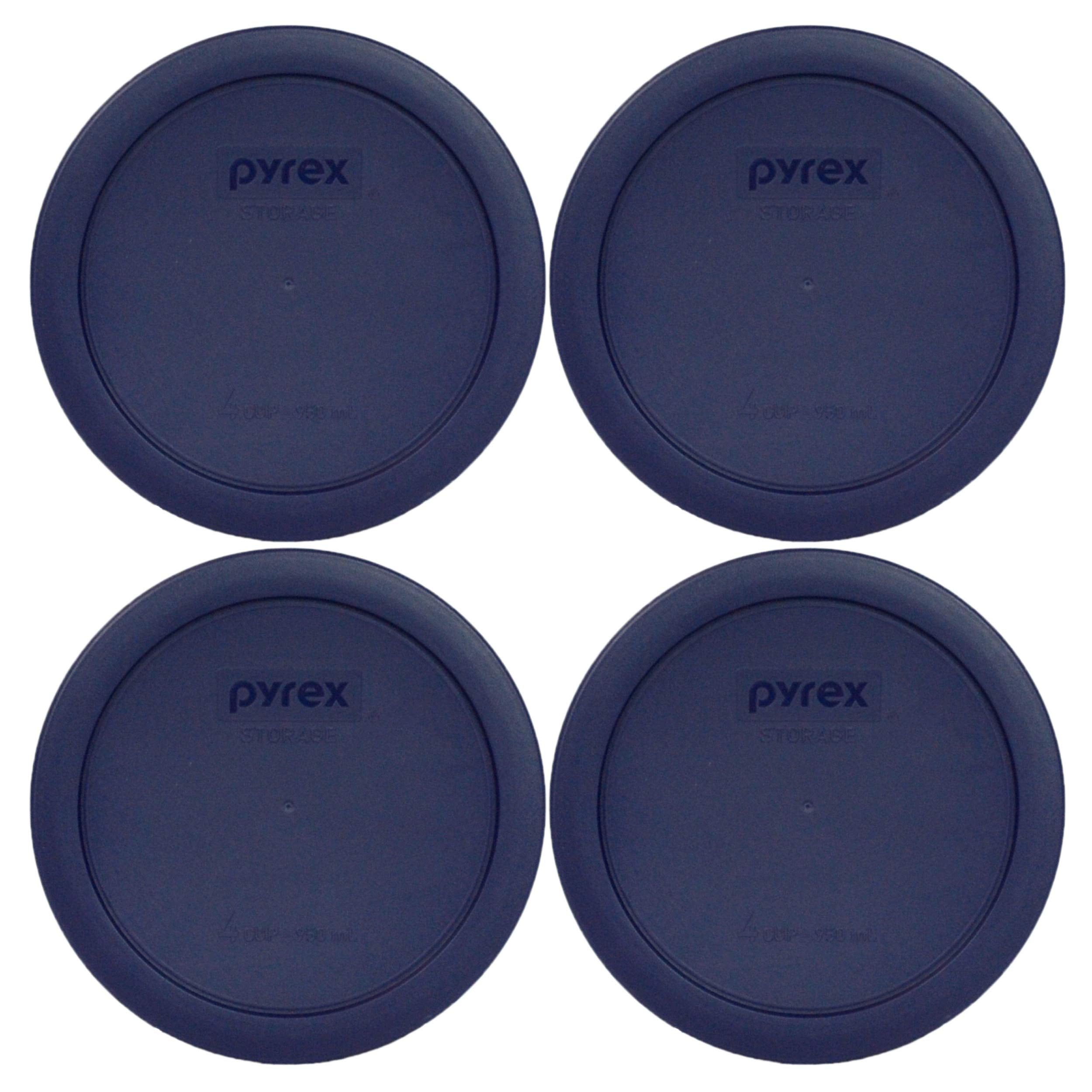 Pyrex Bundle - 4 Items: 7201-Pc 4-Cup Blue Plastic Food Storage Lids Made In The Usa