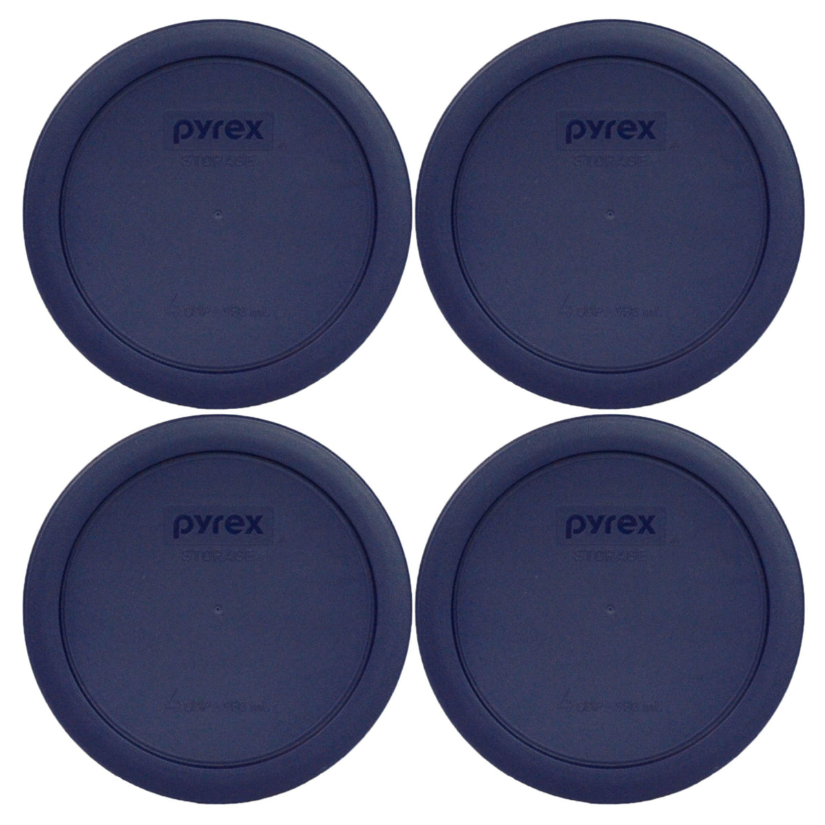 Pyrex Bundle - 4 Items: 7201-Pc 4-Cup Blue Plastic Food Storage Lids Made In The Usa