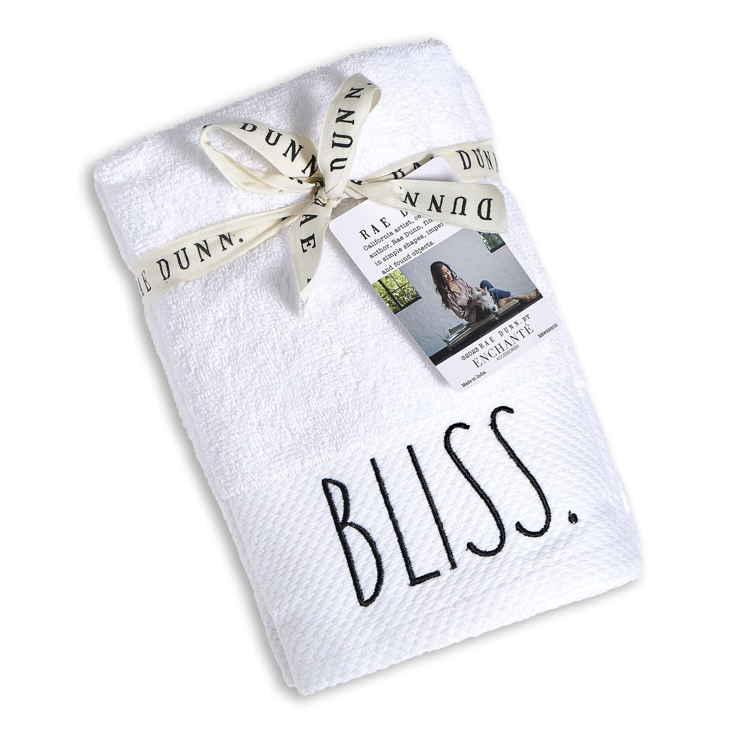Rae Dunn Hand Towels, Embroidered Decorative Hand Towel For Kitchen And Bathroom, 100% Cotton, Highly Absorbent, 4Pack, 16X28, E