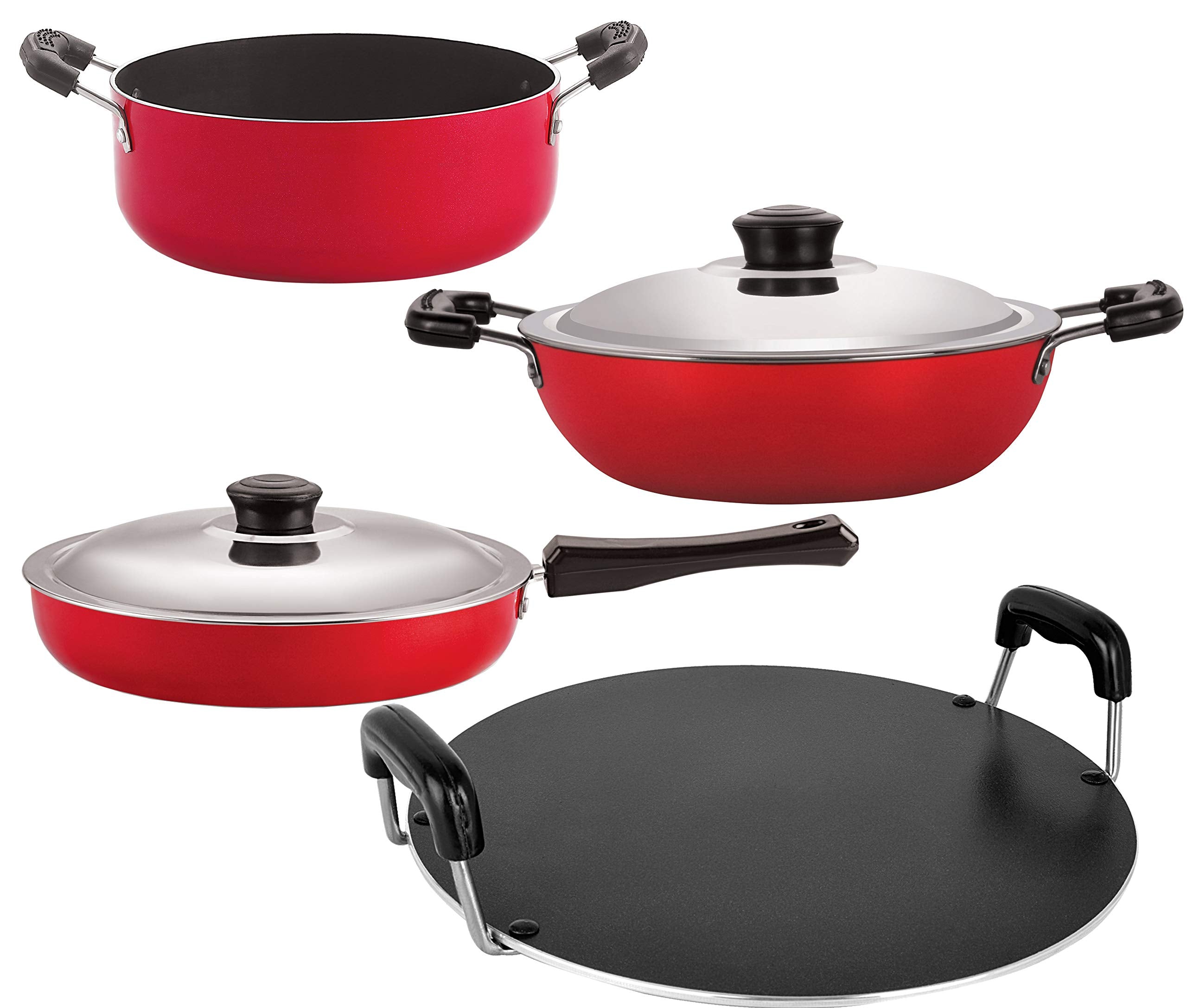 Nirlon NonStick Pfoa Free NonToxic Aluminium 4 Piece Kitchenware Combo Set Offer