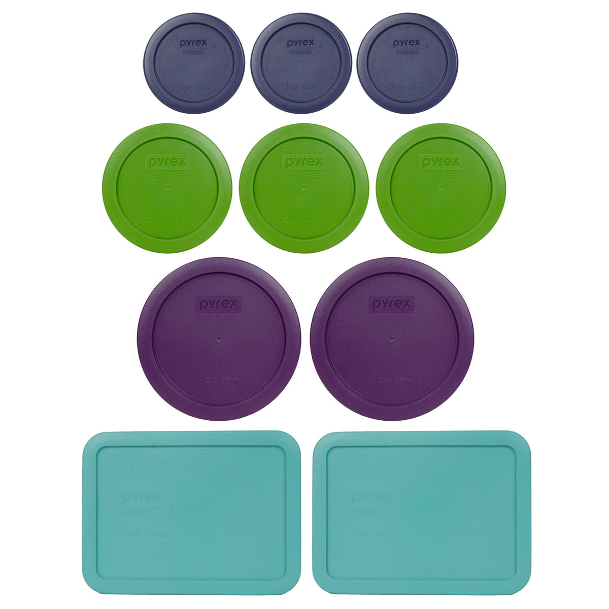 Pyrex Plastic Replacement Lid Bundle For Pyrex 20 Piece Set, Made In Usa (10 Lids Only)