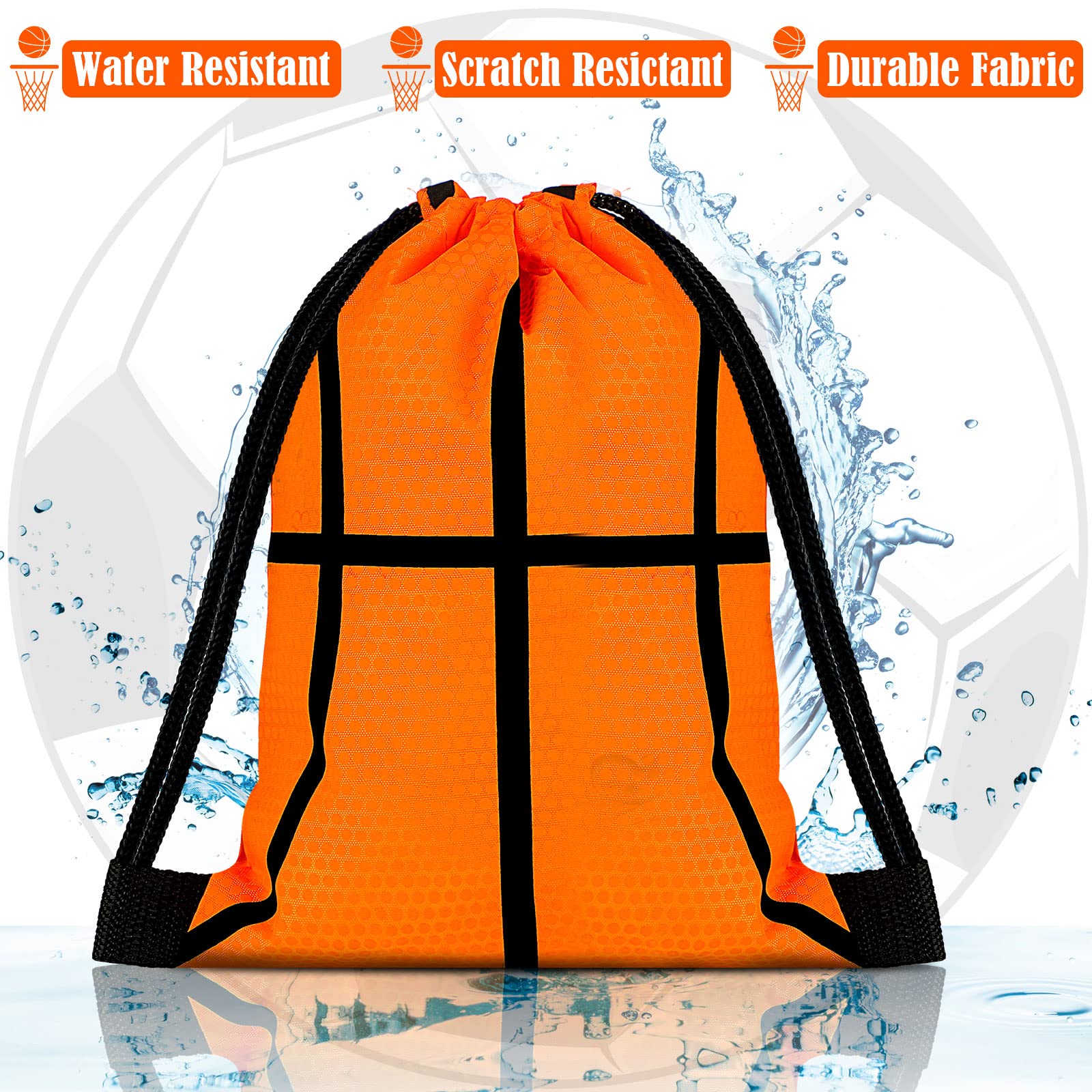 Shappy 12 Pieces Small Sport Drawstring Bags Candy Bag Sport Party Drawstring Goodie Favor Supplies Gifts(Basketball,7 X 10 Inch