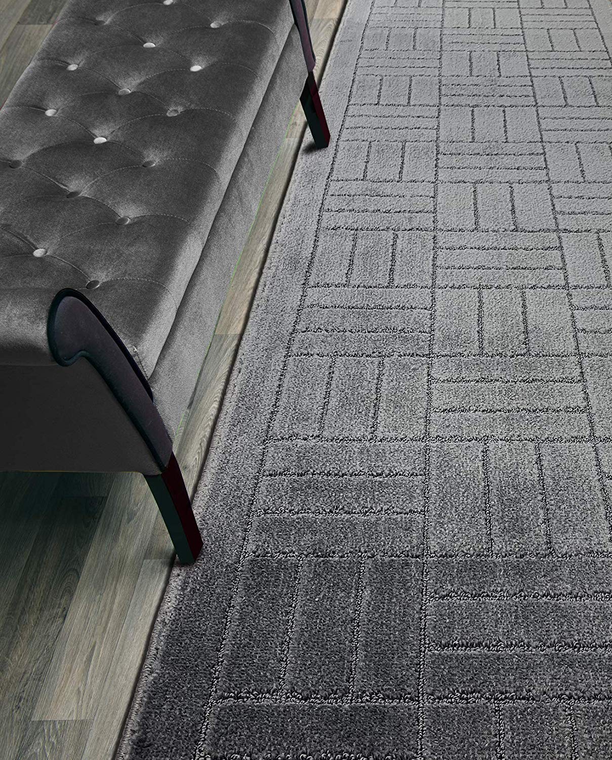 ORFA HOME Custom Length Hallway Runner Rug,Slip Resistant,Bricks Anthracite, 26 Inch X 7 feet, Sold and Priced Per Foot