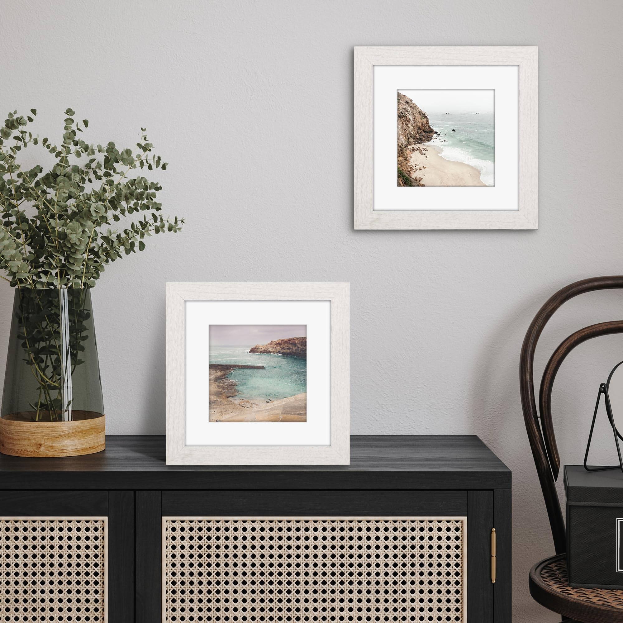 Americanflat 9x9 Picture Frame with Shatter-Resistant Glass - Use as 6x6 Frame with Mat or Display 9x9 Photo Without Mat - Hudso