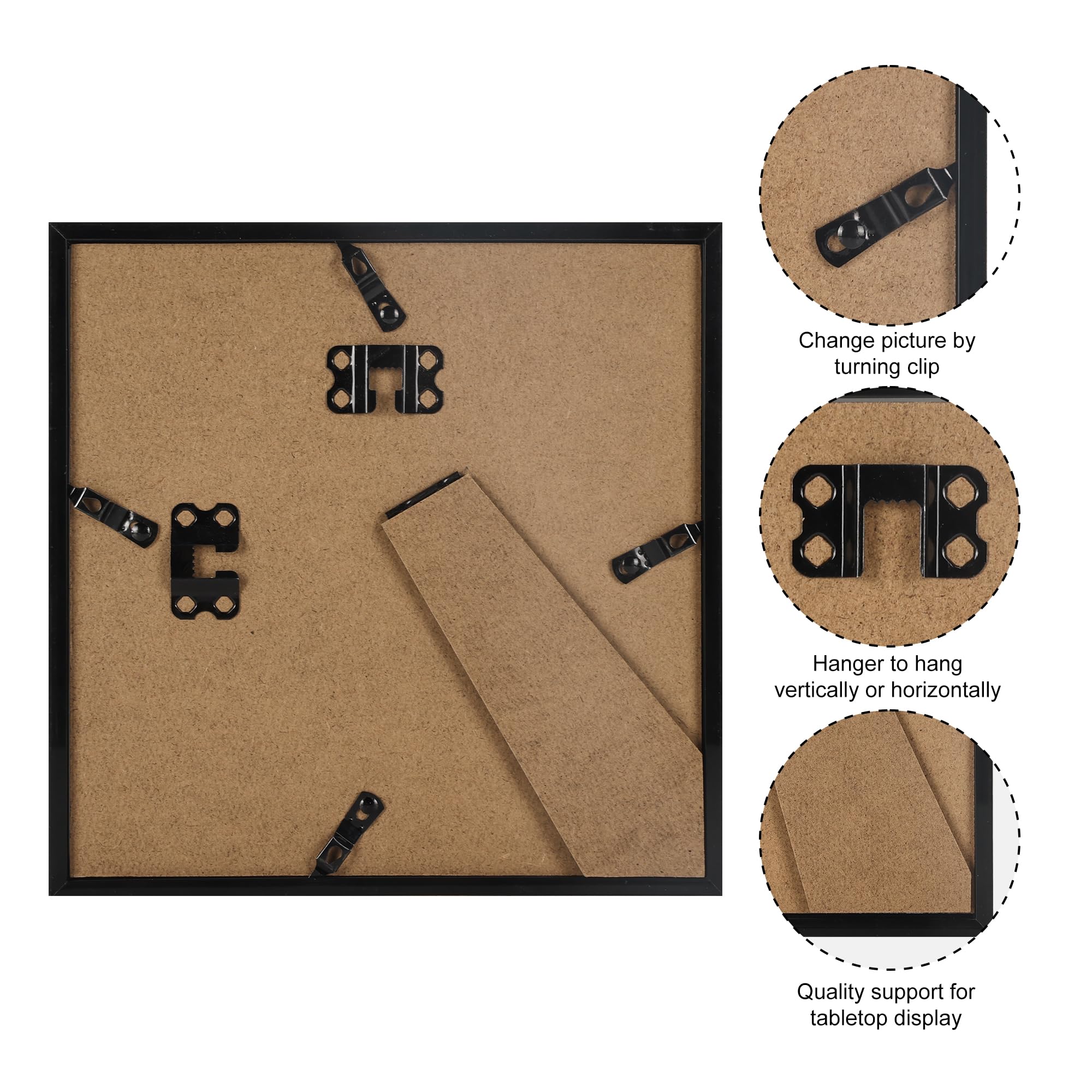 Giftgarden 8x8 Picture Frame Walnut Brown, 8 by 8 Thin Square Photo Frame for Gallery Wall Tabletop Display, Single