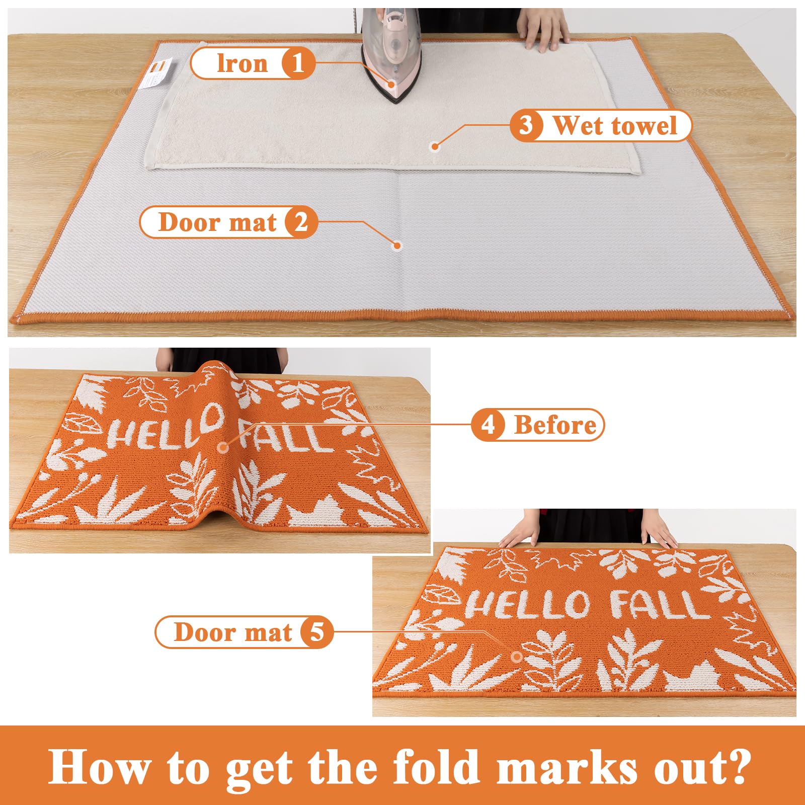 Ileading Fall Kitchen Rugs Set of 3 Piece Fall Kitchen Mats for Floor with Non Slip Backing,Washable Autumn Runner Rug for Sink