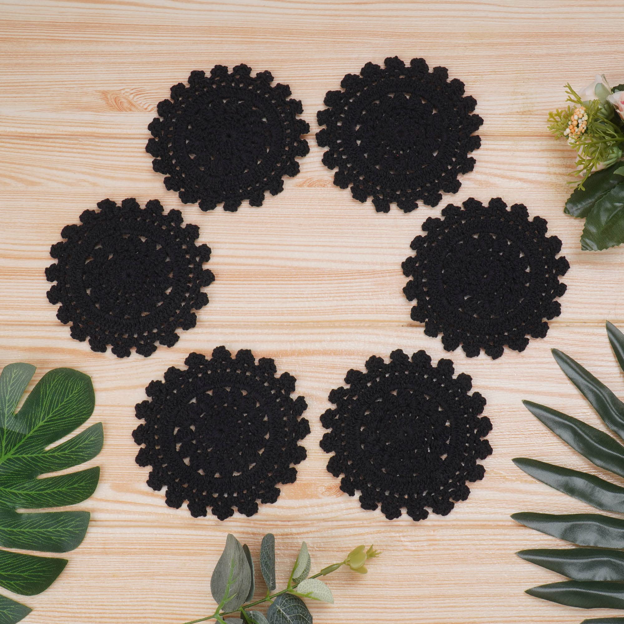 Qxzvzem 6 Pieces 4 Inch Cotton Doilies, Small Vintage Cloth Lace Placemats, Crochet Mandala Round Coasters, Handmade Wagon Wheel