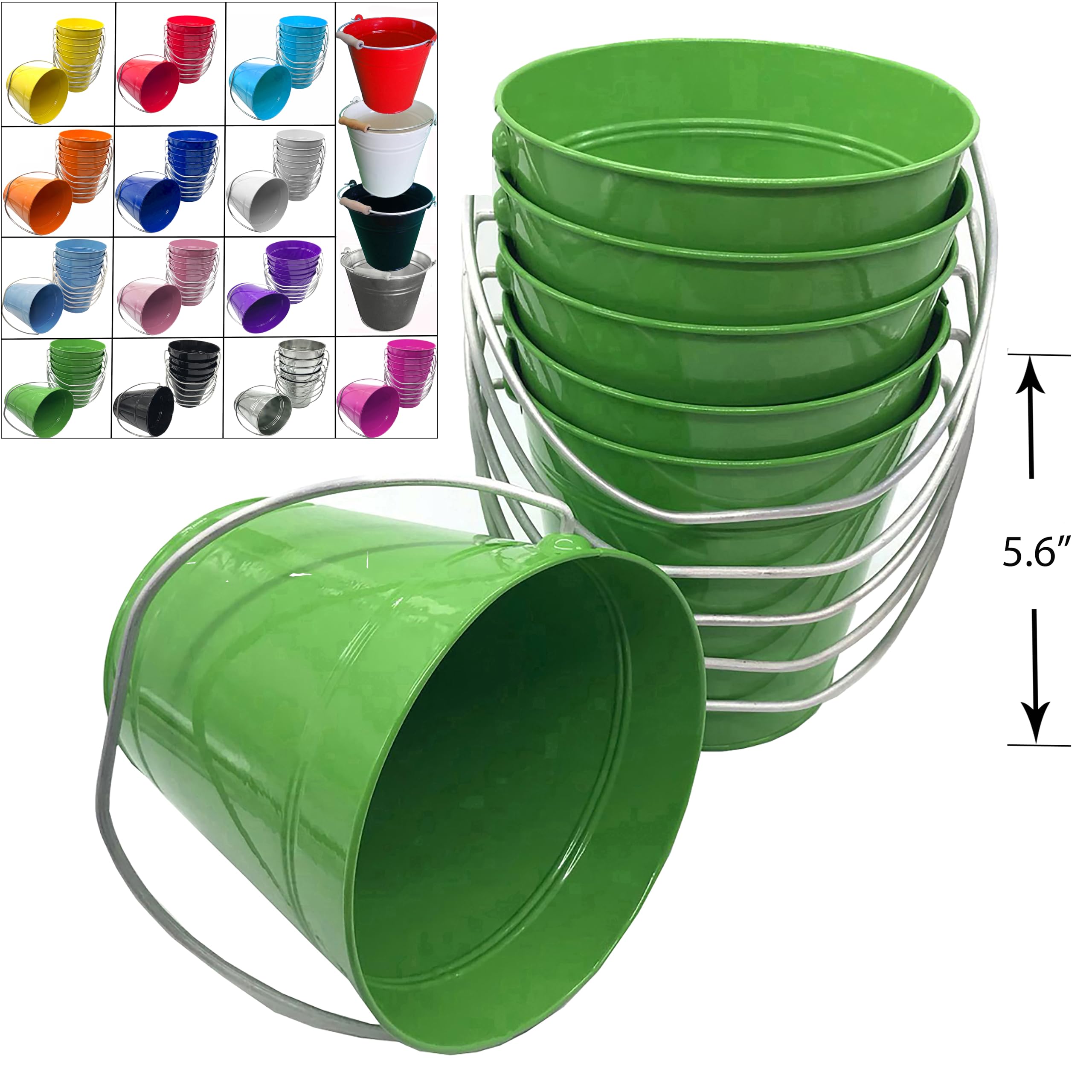 Italia 6 Pack Size 5.6 X 6 H Color Green,Quality Metal Bucket, 1.5 Quart 6-Pack