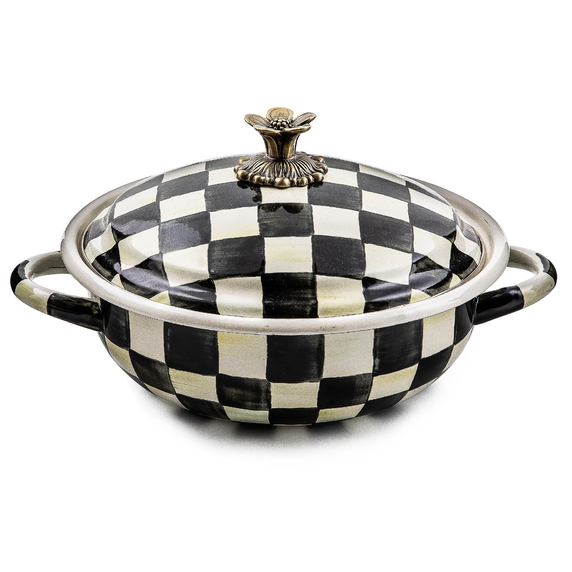 MACKENZIECHILDS Casserbole, Medium, BlackandWhite Courtly Check