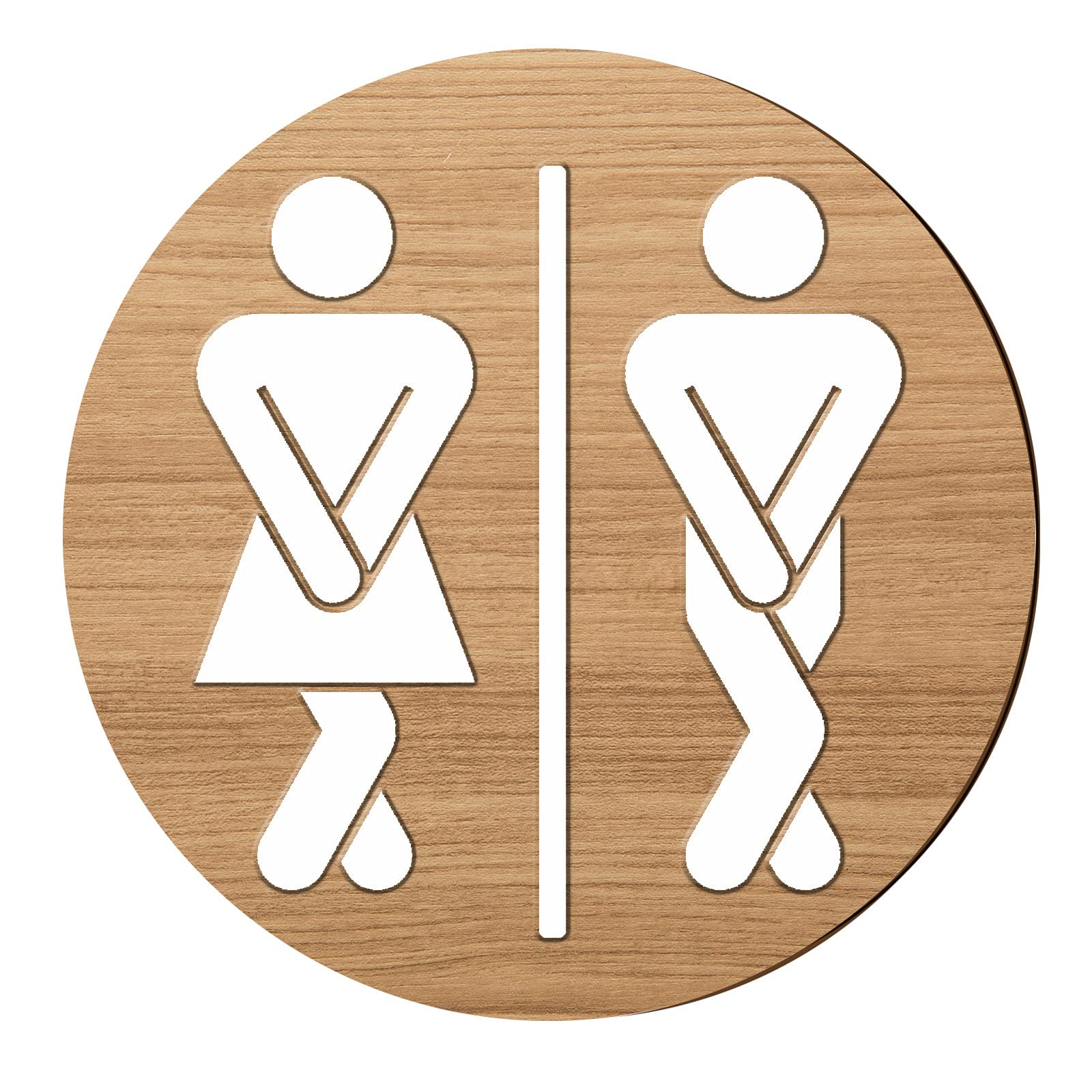 Jetec Bathroom Sign Wooden Half Bathroom Decor Funny Cute Unisex Restroom Sign for Rustic Farmhouse Business Restroom Women Gend