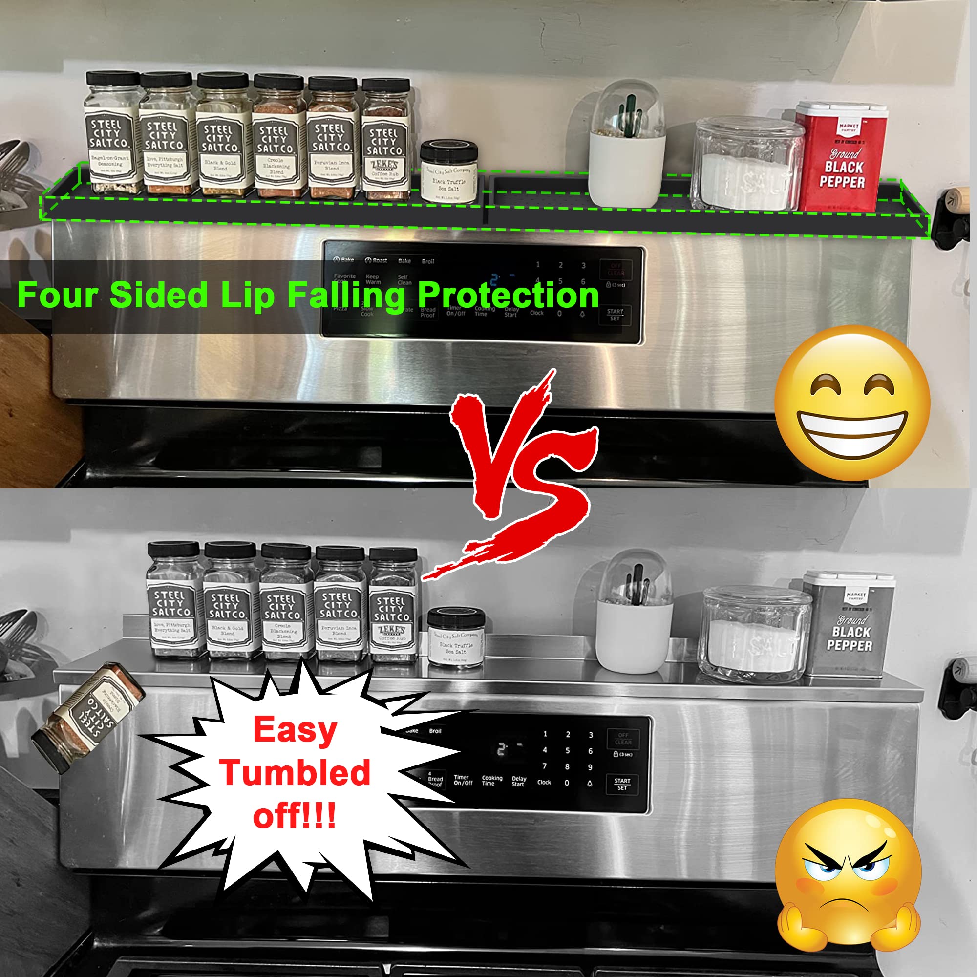 Mofason Silicone Magnetic Stove Top Shelf 30 Inch, Kitchen Over Stove Oven Shelf, Magnetic Spice Rack Organizer, Non-Slip Above
