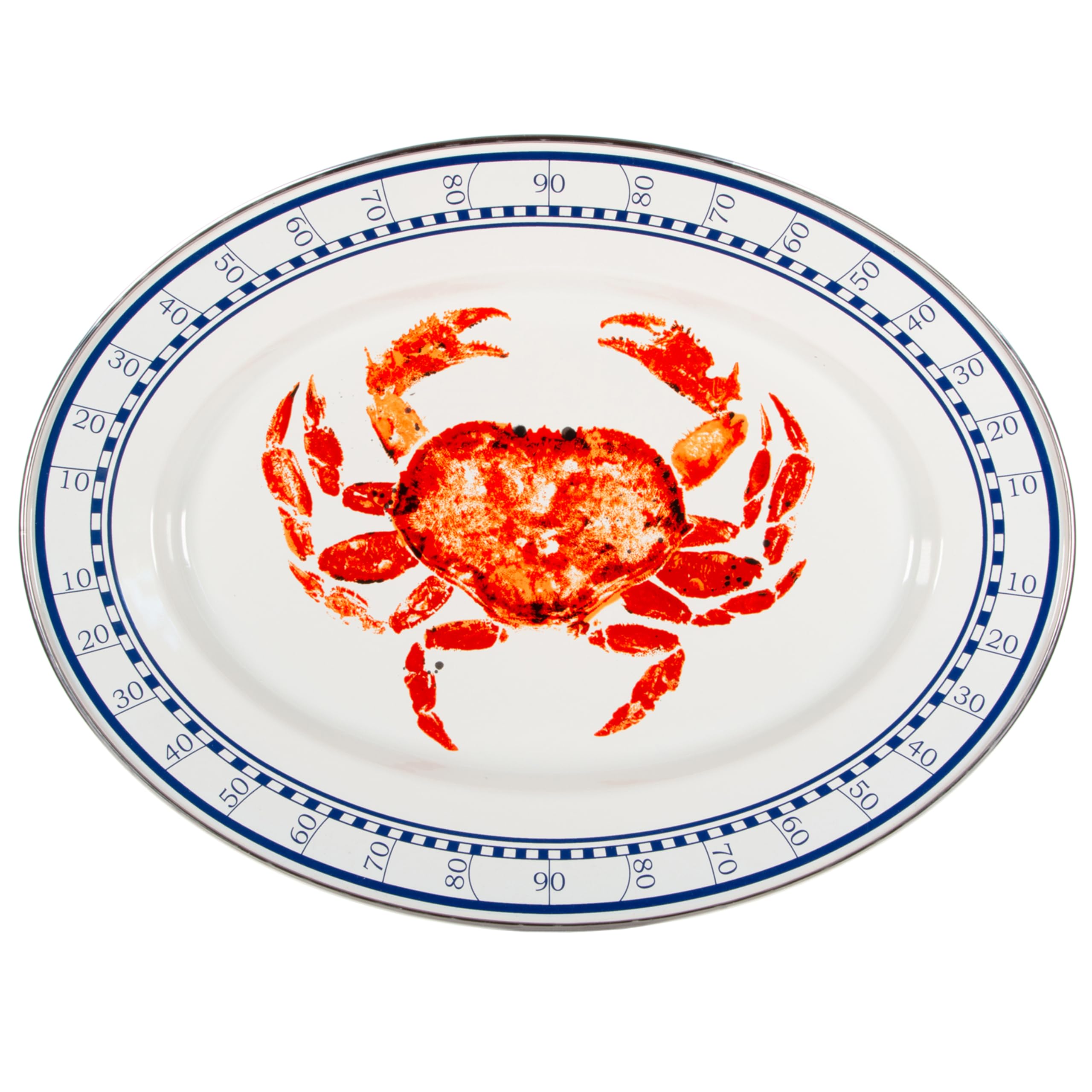 Golden Rabbit Enamelware Oval Platter, 12 x 16in, Crab House
