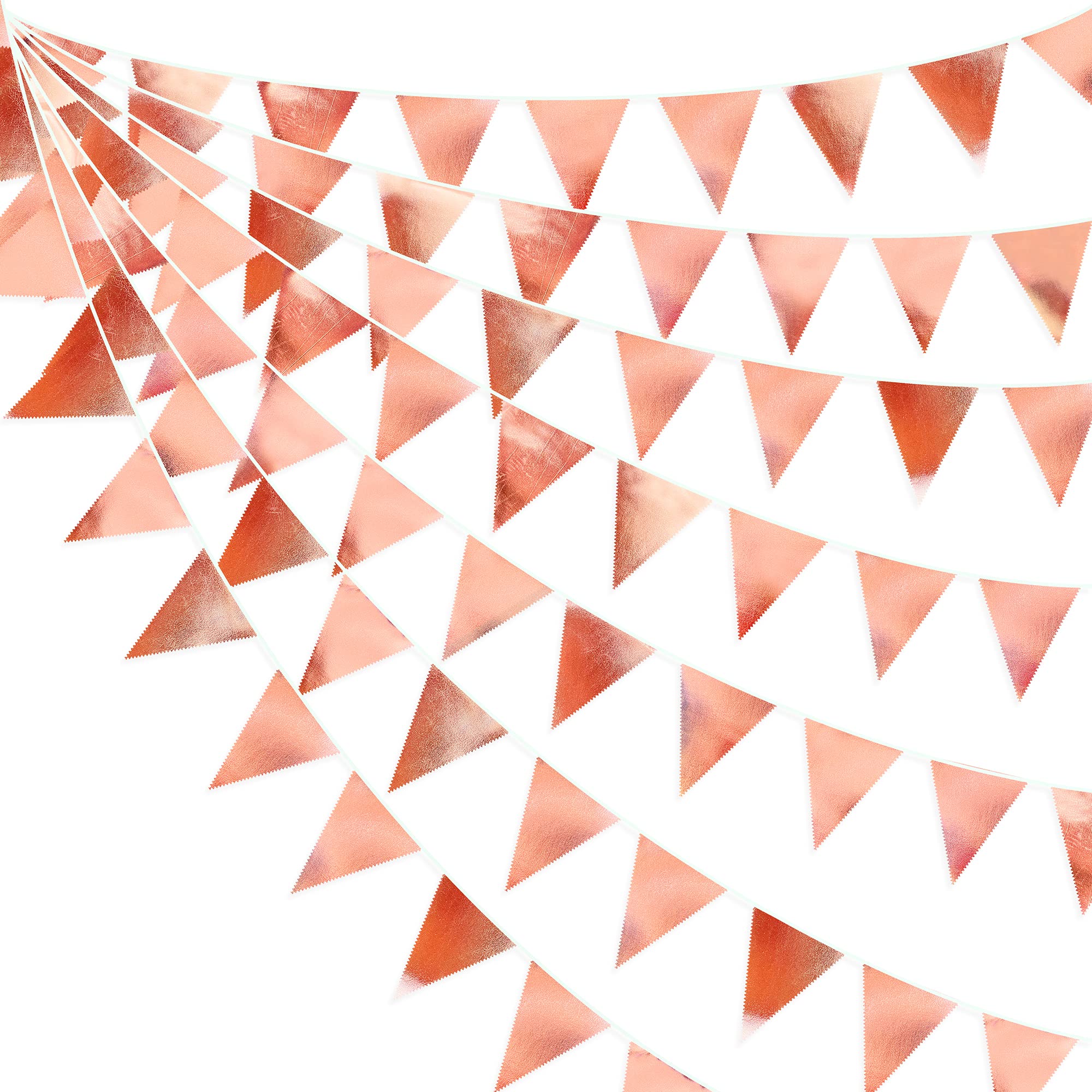 Rose Gold Party Decorations Metallic Fabric Triangle Pennant Banner Blush Pink Flag Bunting Garland For Wedding Birthday Anniver