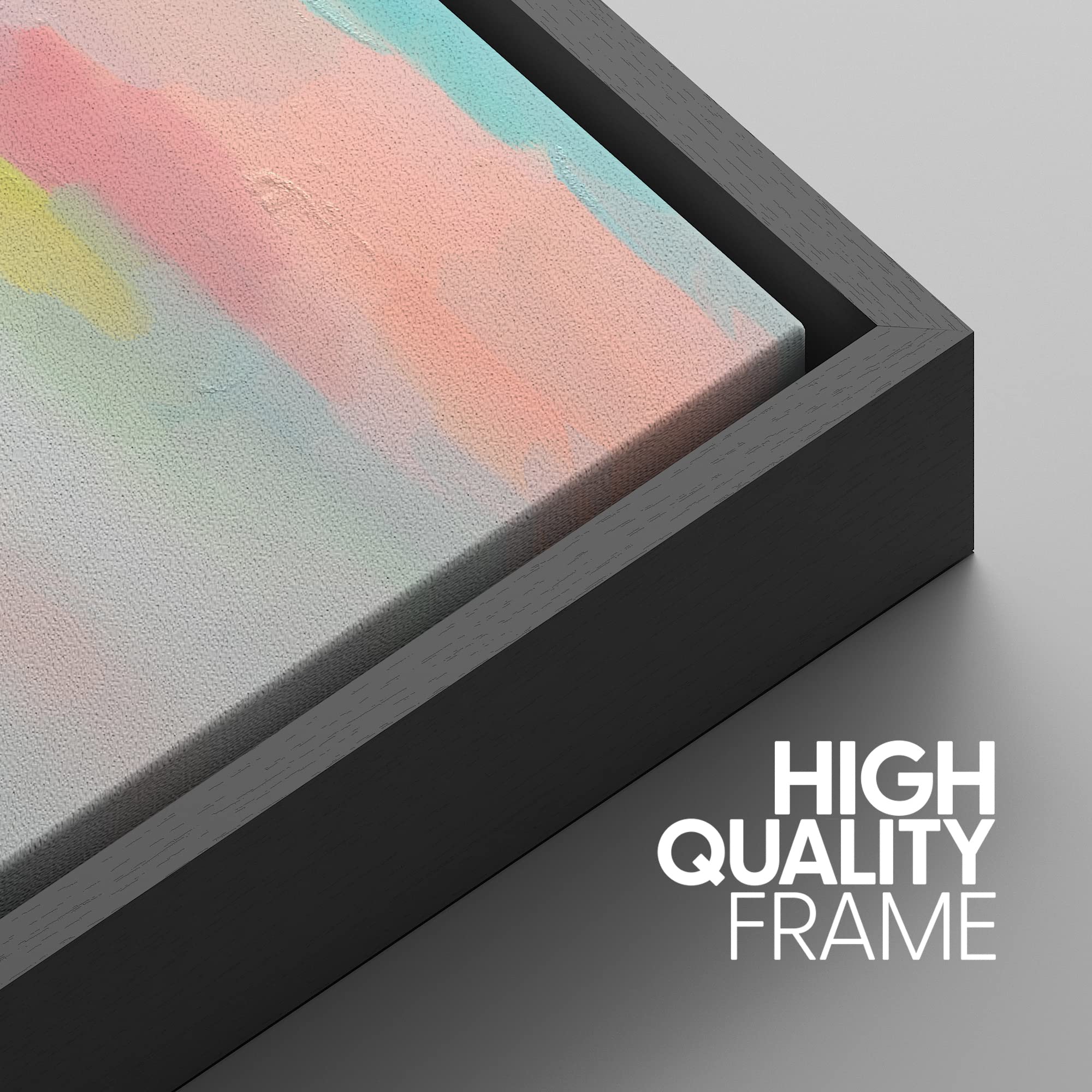 Signwin Framed Canvas Print Wall Art Set Watercolor Pastel Rainbow Paint Stroke Shapes Abstract Illustrations Modern Art Decorat