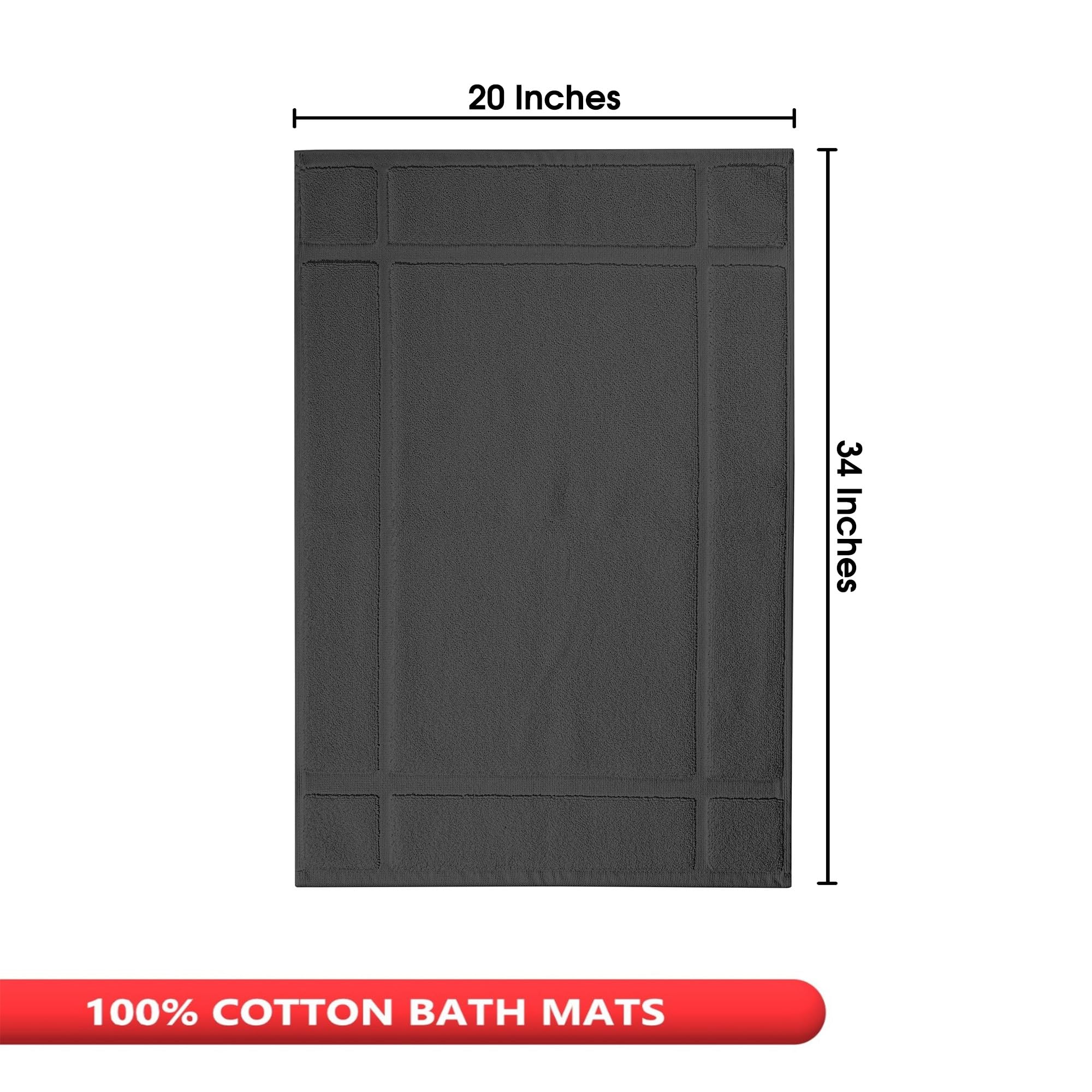 Ample Decor Cotton Bath Mats 2 Pack 34 X 20 Inches 1350 Gsm Oeko Tex Certified Solid Construction Thick & Plush, For Bathroom Fl