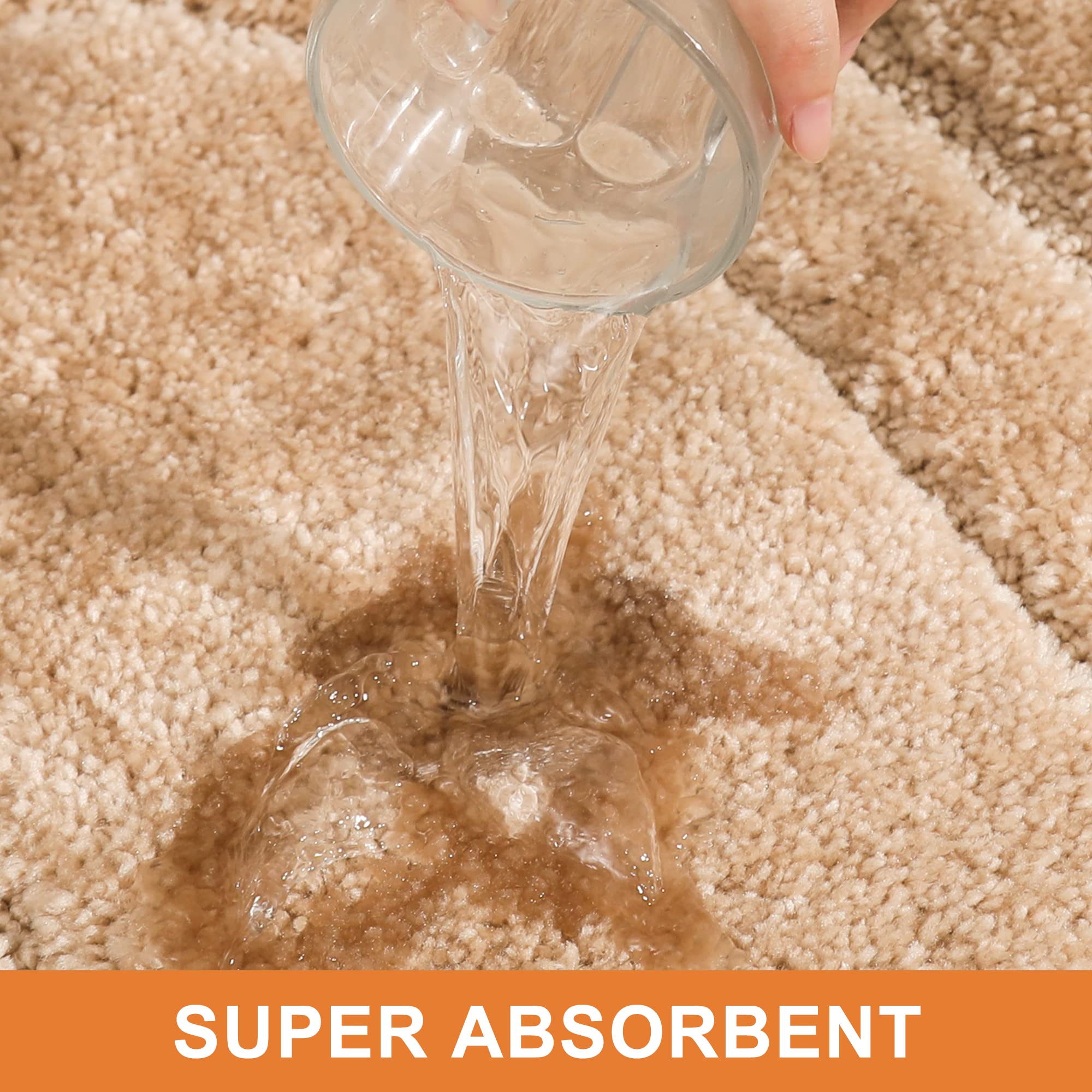 Beqhause Bathroom-Rug-Non-Slip-Bath-Mat-Soft And Absorbent Shower Mat Polyester Microfiber Machine Washable Bathroom Rugs Beige