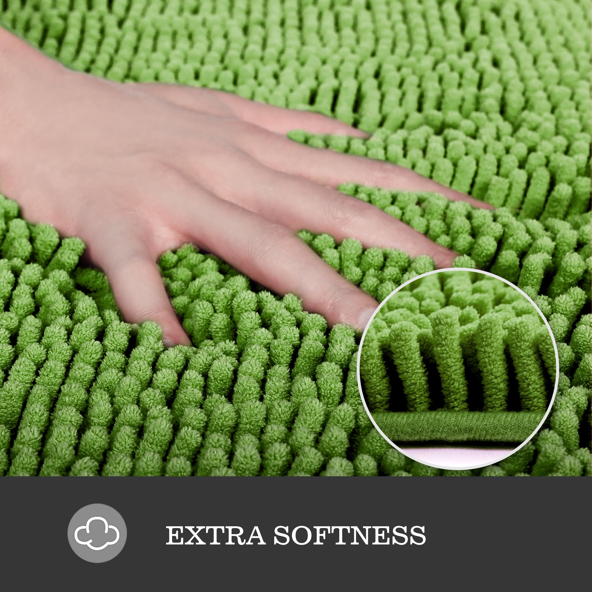 Yeaban Forest Green 47 X 17 Bathroom Rug - Thick Chenille Bath Mats | Absorbent And Washable Bath Rug Non-Slip, Plush And Soft R