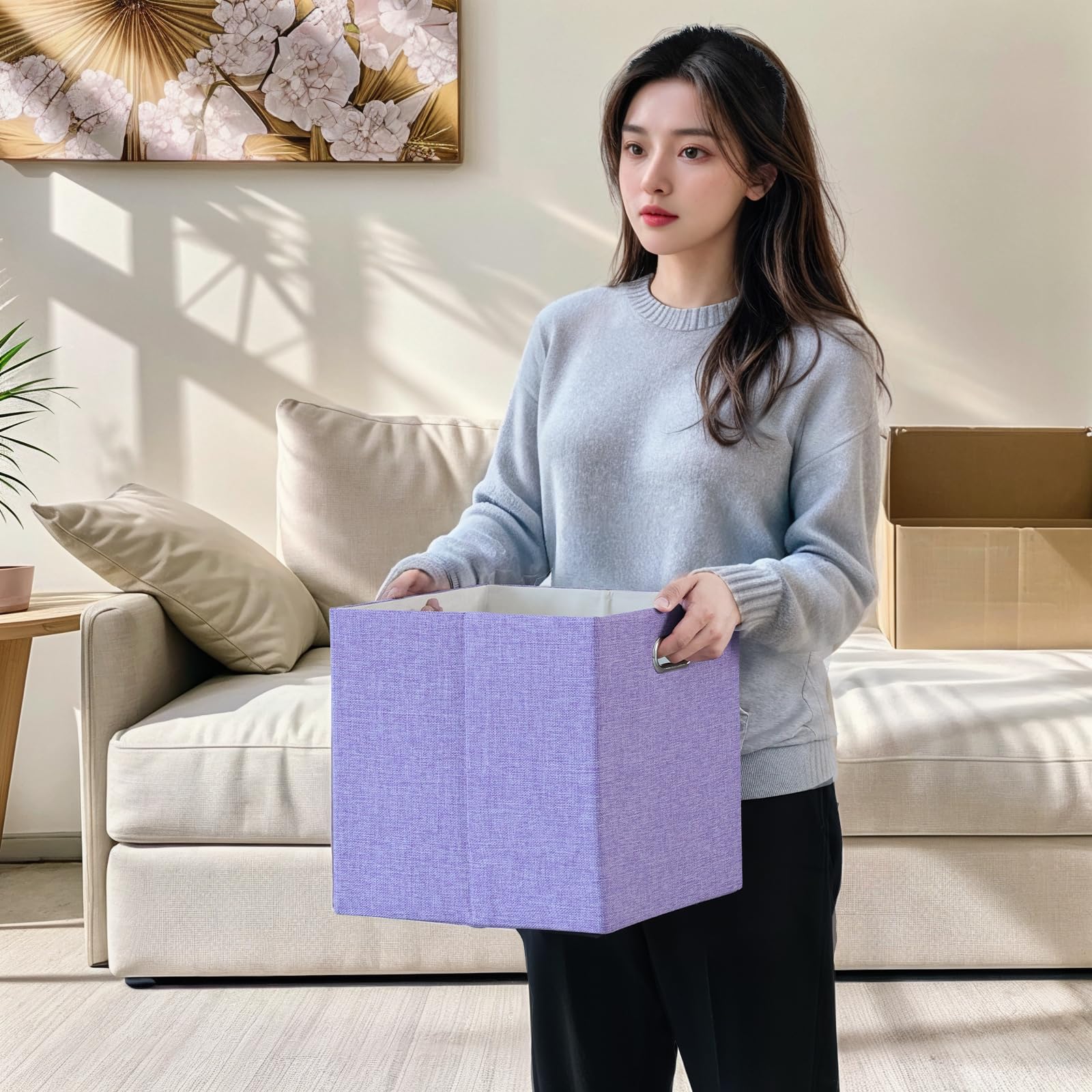 Orgmaster 11X11 Cube Storage Bins, Collapsible Fabric Storage Cubes, Cubby Storage Organizer Bins Foldable Boxes Container Baske