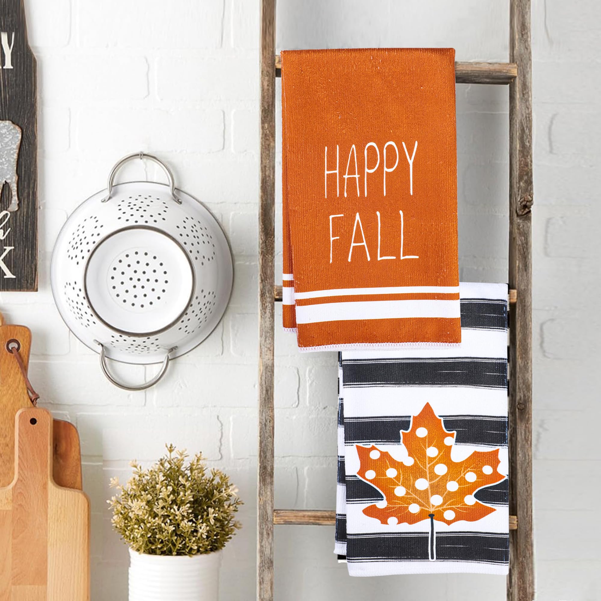 Peony Man 4 Pieces Fall Dish Towels Autumn Kitchen Towels Pumpkin Hand Towels Fall Tea Towel For Thanksgiving Autumn Harvest Hol