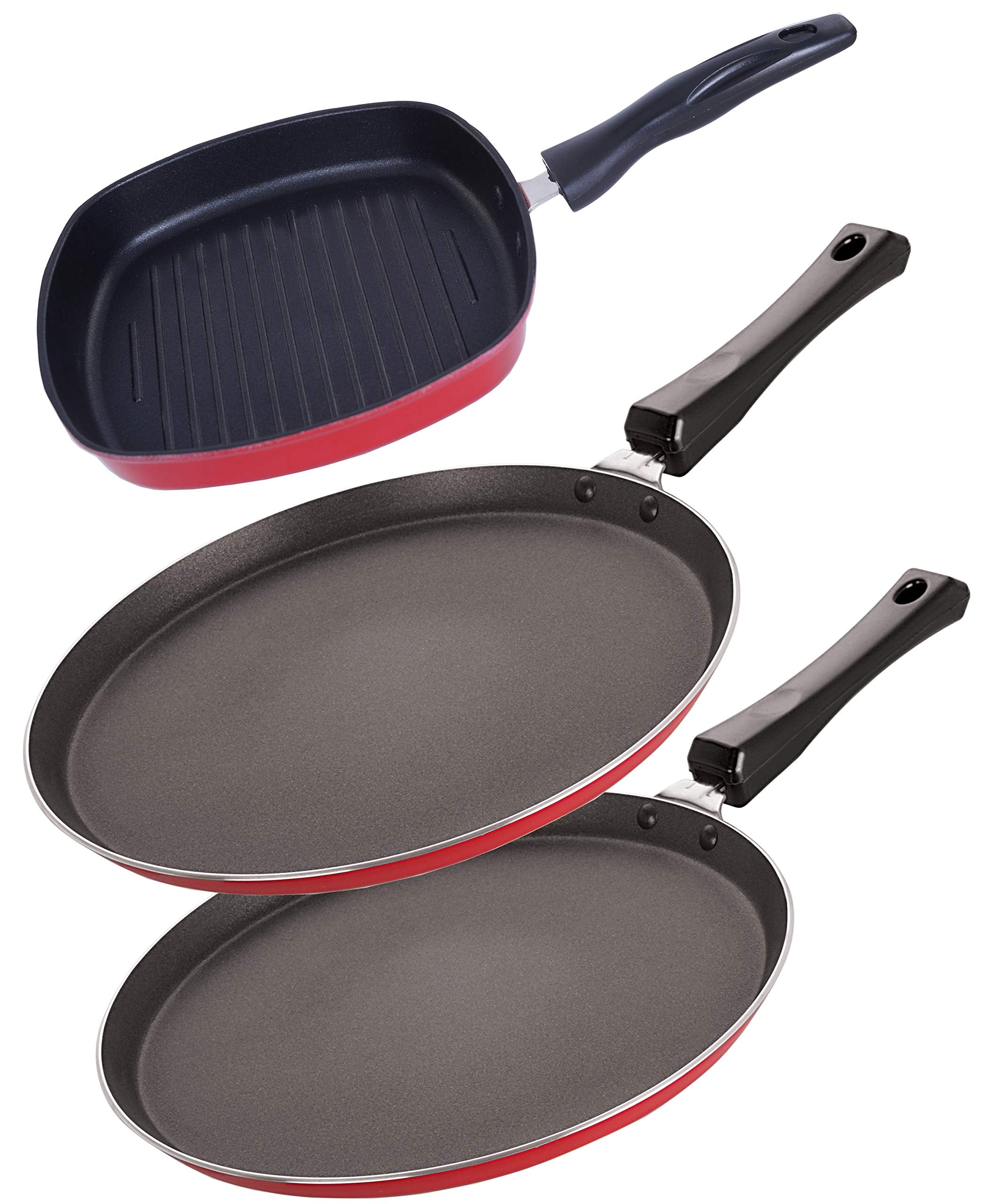 Nirlon NonStick Pfoa Free 3 Piece Gas Compatible Cooking Utensil Item Set With Supreme Quality