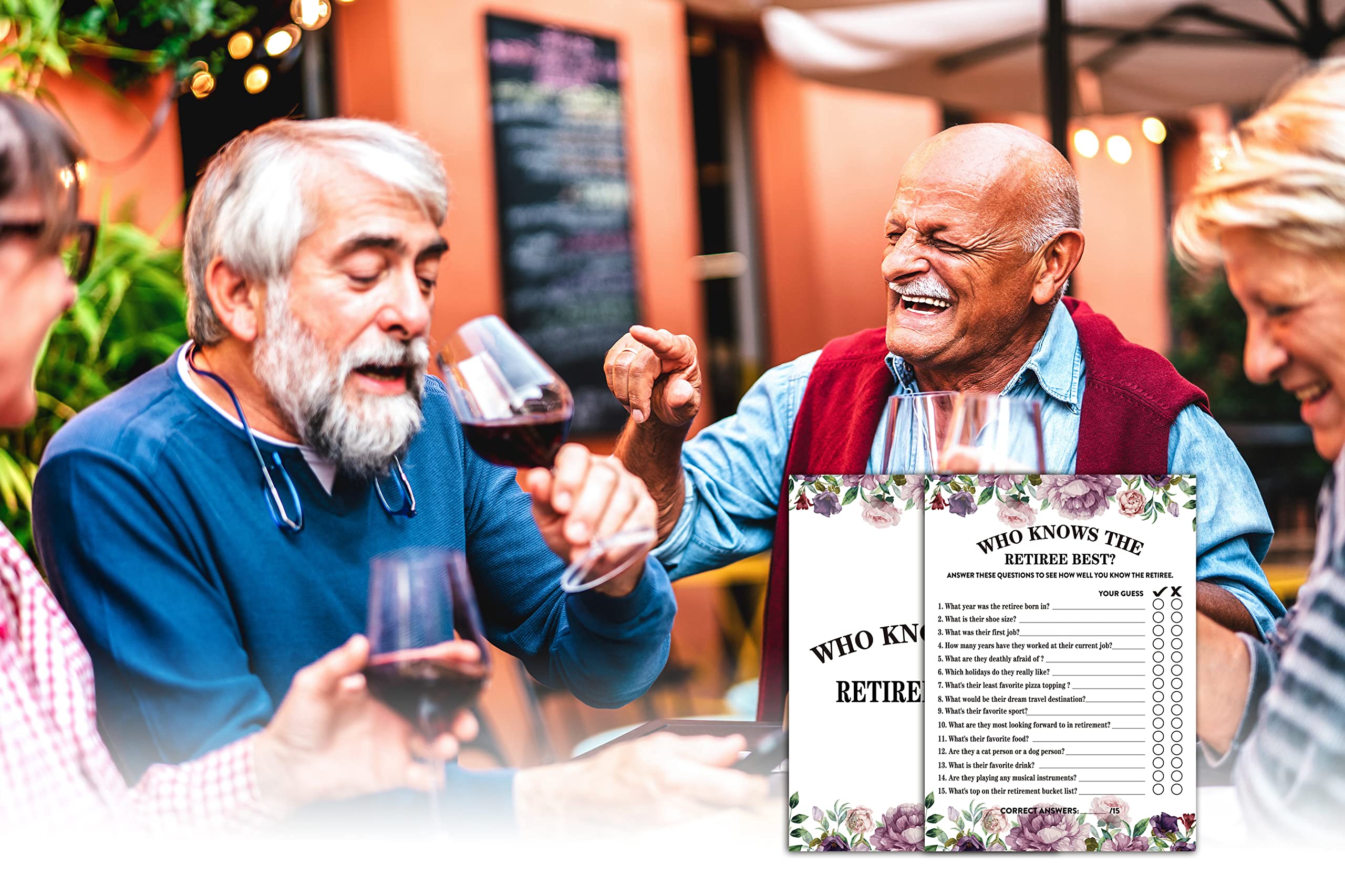 Retirement Party Games, Who Knows The Retiree Best Co-Worker Retirement Party Game Card, Purple Floral Retirement Party Ideas Ac