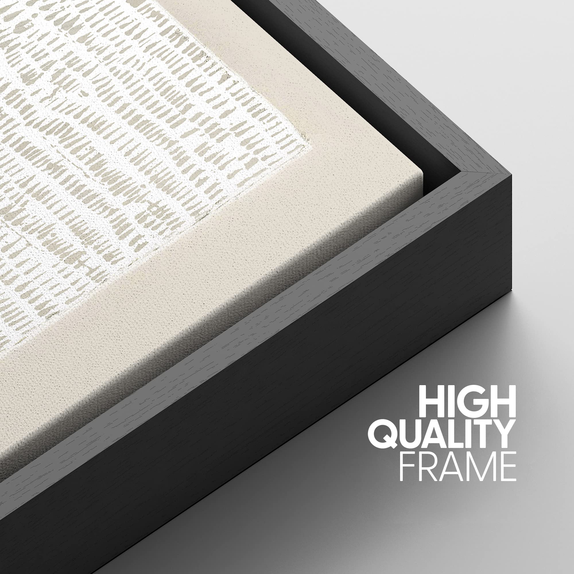 Idea4Wall Framed Canvas Print Wall Art White Tan Grunge Distressed Line Art Square Abstract Shapes Illustrations Modern Art Cont