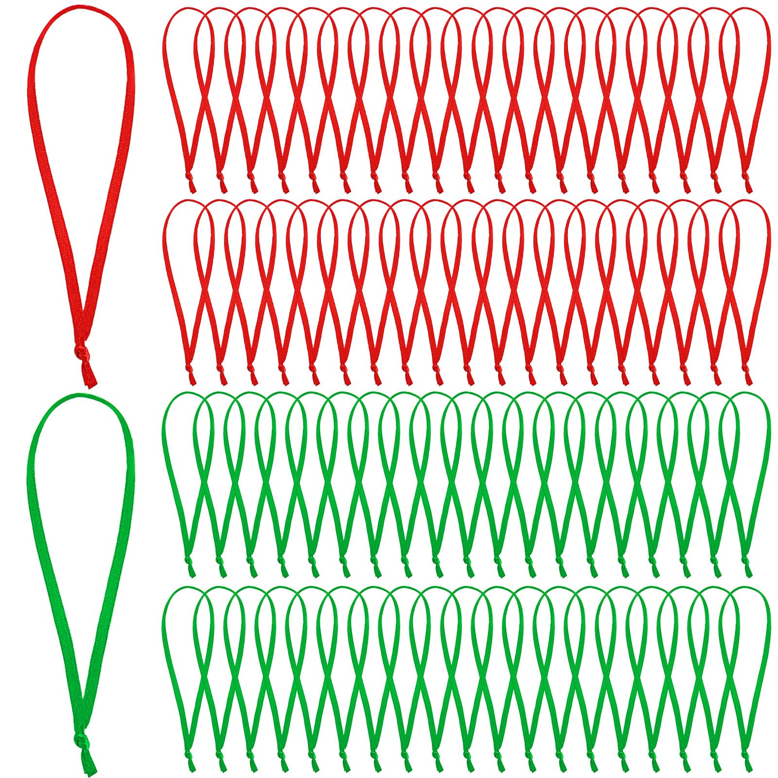JUNEBRUSHS 300Pcs Christmas Ornament Ribbon Hangers, Hand Tied String Ties Ornaments Loops Thin Ribbon for Ornaments Christmas T
