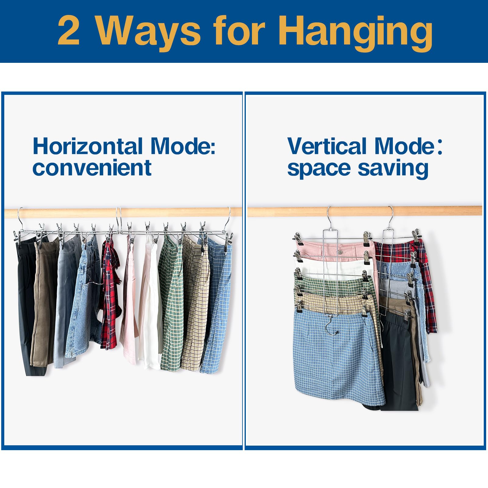 3 Piece Pants Hangers Space Saving,Skirt Hanges With Clips 5 Tier,Closet Organizers And Storage Magic Hangers,Clothes Hangers Sp
