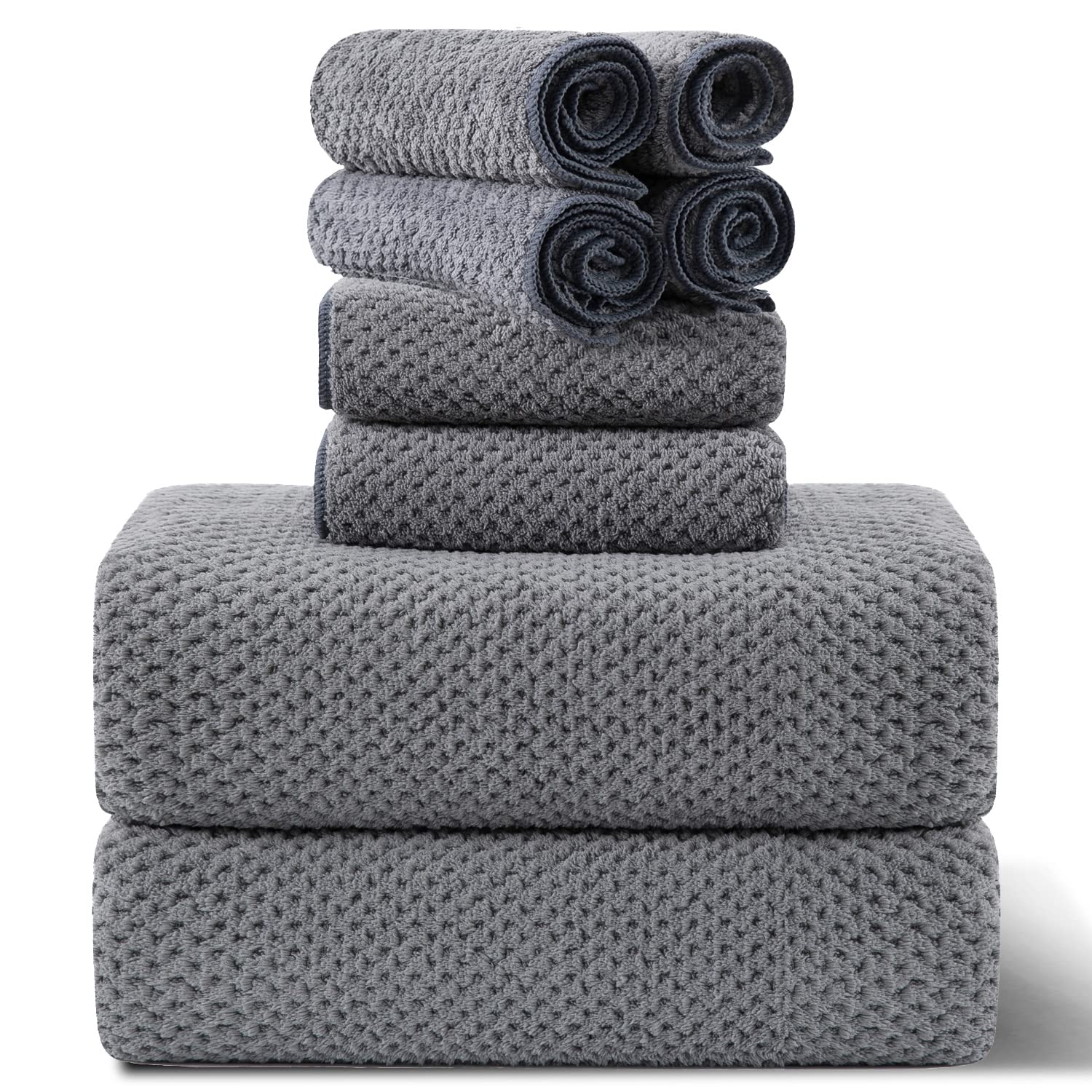 8-Piece Gray Bath Towel Set, 2 Extra Large Bath Towel Sheets, 2 Hand Towels And 4 Washcloths - Highly Absorbent Quick Dry Microf