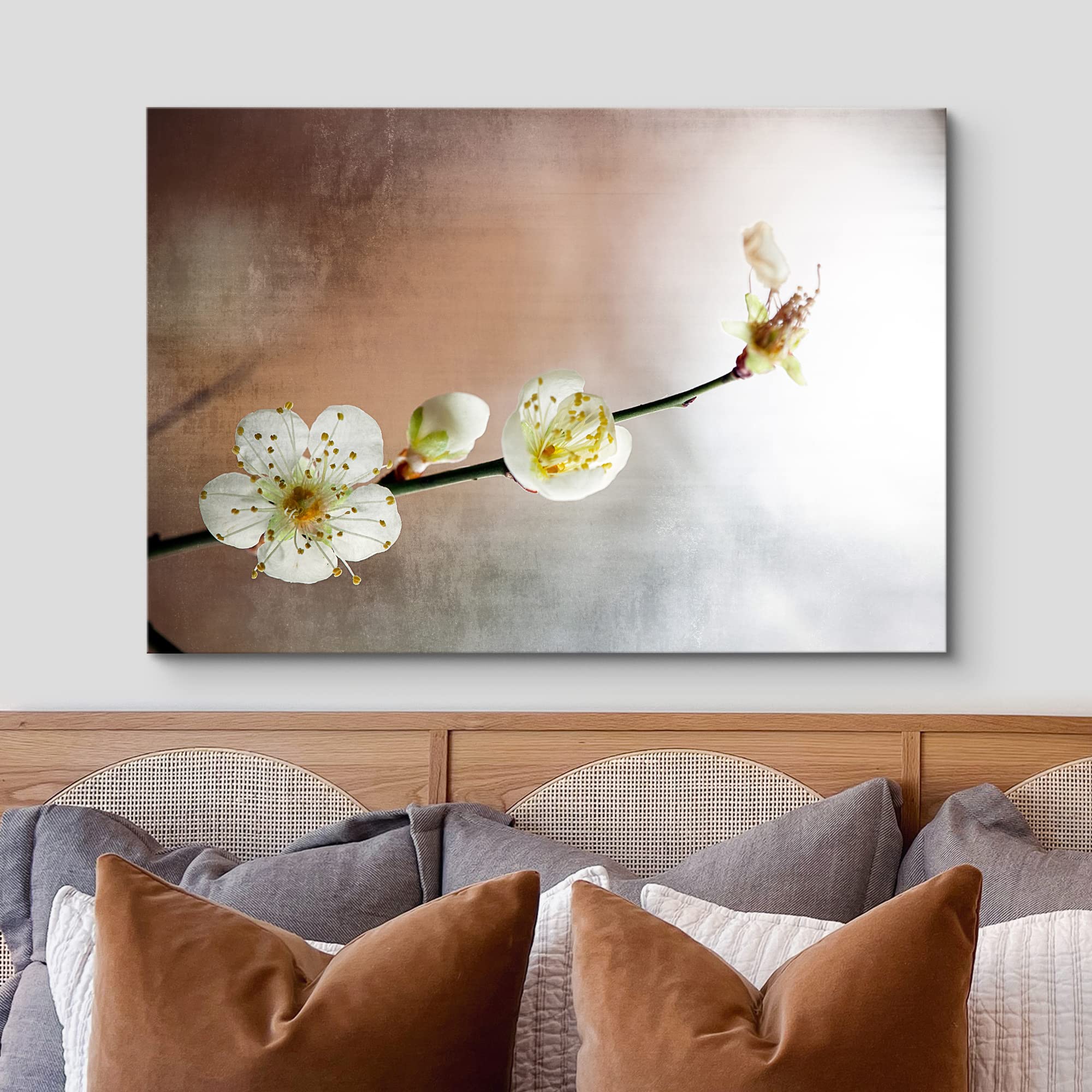 Wall26 Canvas Print Wall Art White Cherry Blossom Closeups Floral Nature Photography Realism Bohemian Scenic Relax/Calm Cool For