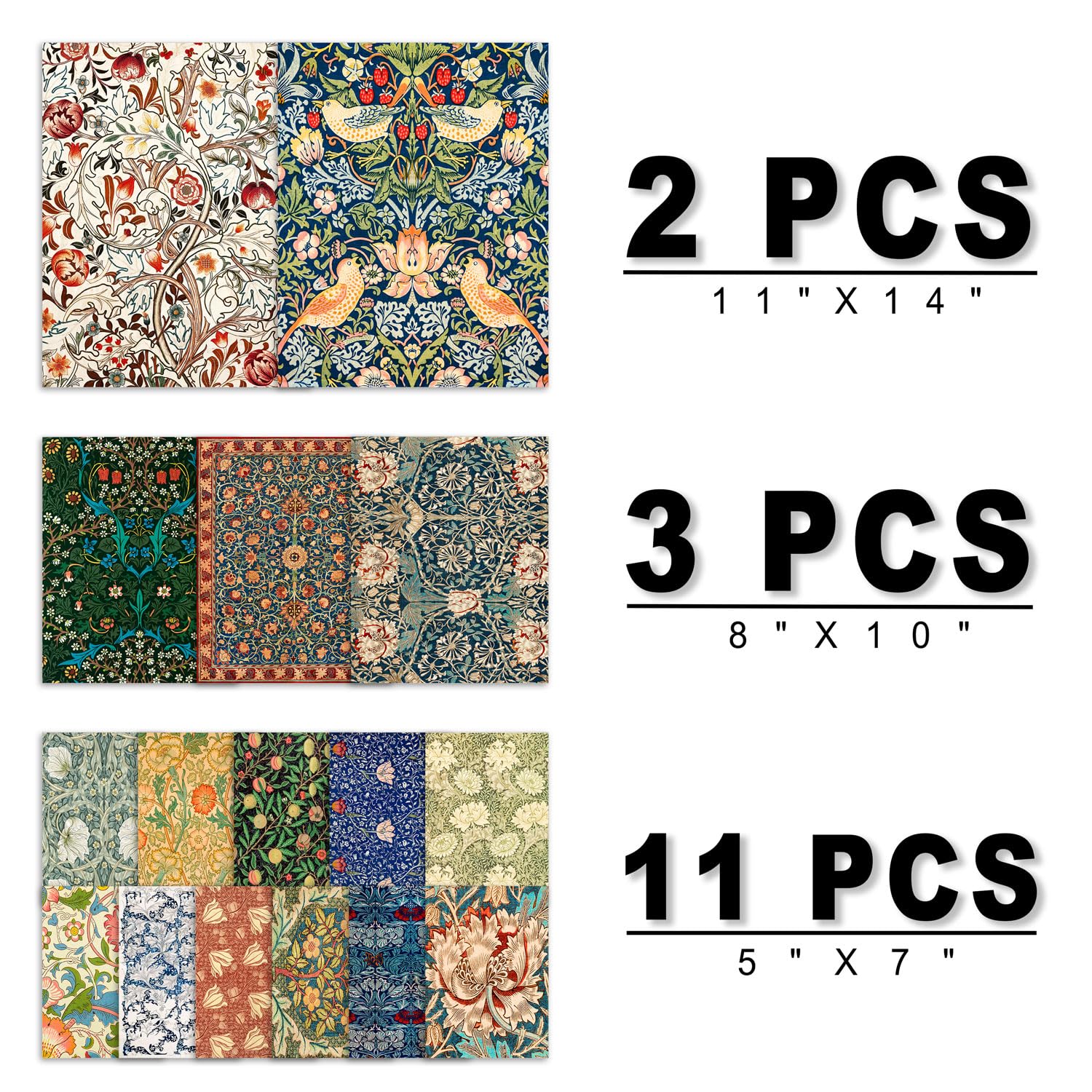 Anerza 16 Pcs William Morris Wall Art Decor, Floral Wall Prints For Bedroom, Vintage Artwork Posters For Room Aesthetic, Wall Co