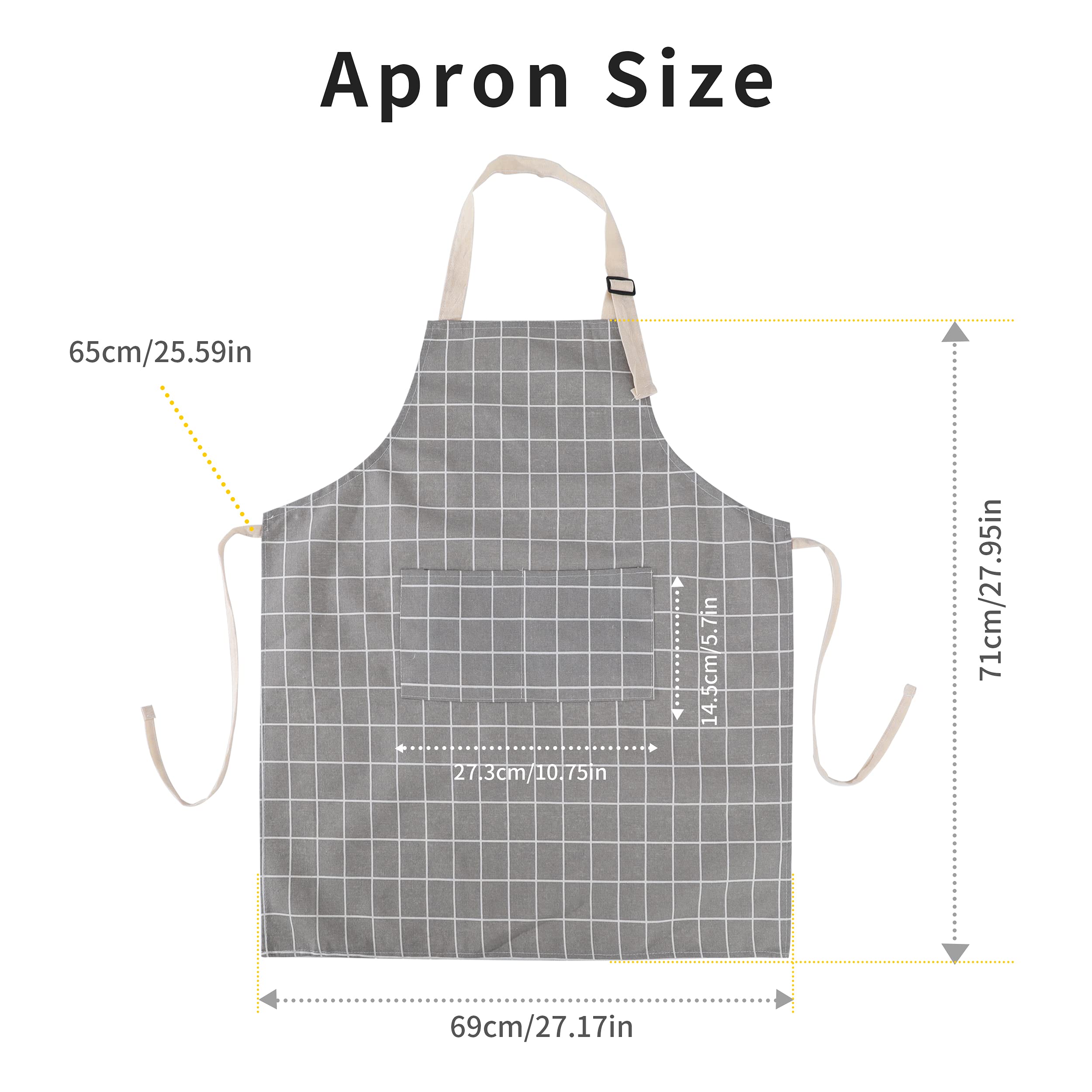 Tosewever 2 Pieces Cotton Linen Waterproof Bib Kitchen Apron With Pockets - Long Ties Adjustable Neck Strap - Unisex Bbq Cooking
