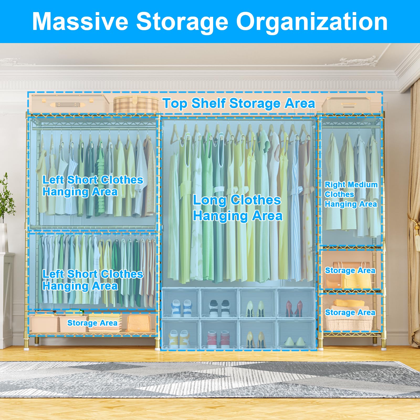 Ulif E10 Clothes Rack(With Stretchable Hanger Rod)Freestanding Clothing Racks For Hanging Clothes