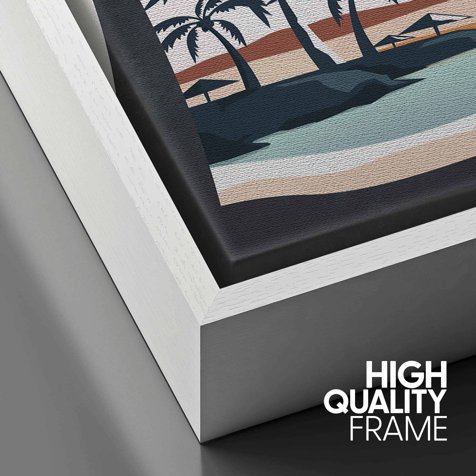 Signford Framed Canvas Print Wall Art Pastel Ocean Sunshine Sunset Horizon Nature Wilderness Illustrations Modern Art Decorative