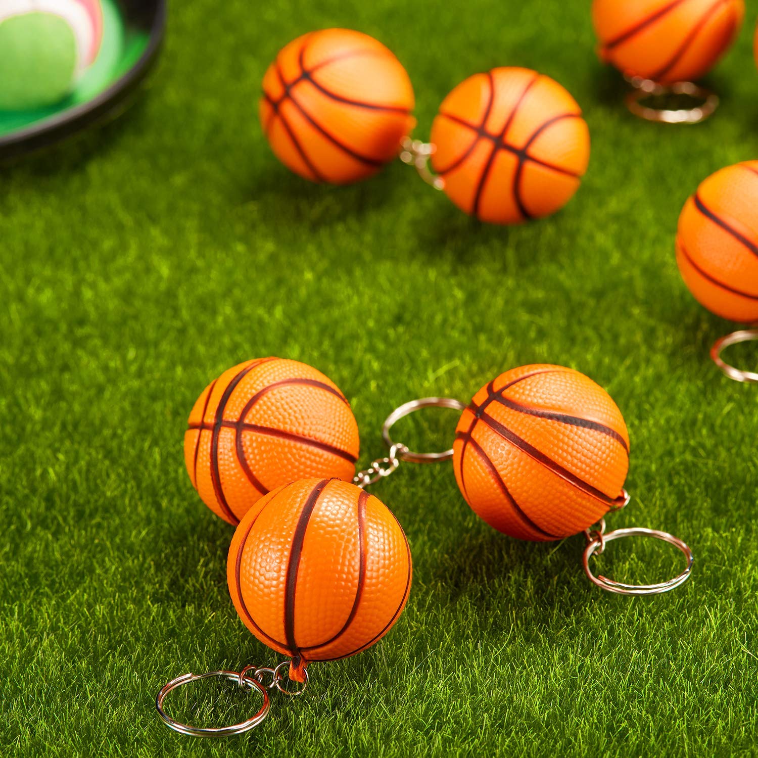 Blulu 20 Pack Orange Basketball Keychains For Party Favors, School Carnival Reward, Party Bag Gift Fillers (Basketball Keychains