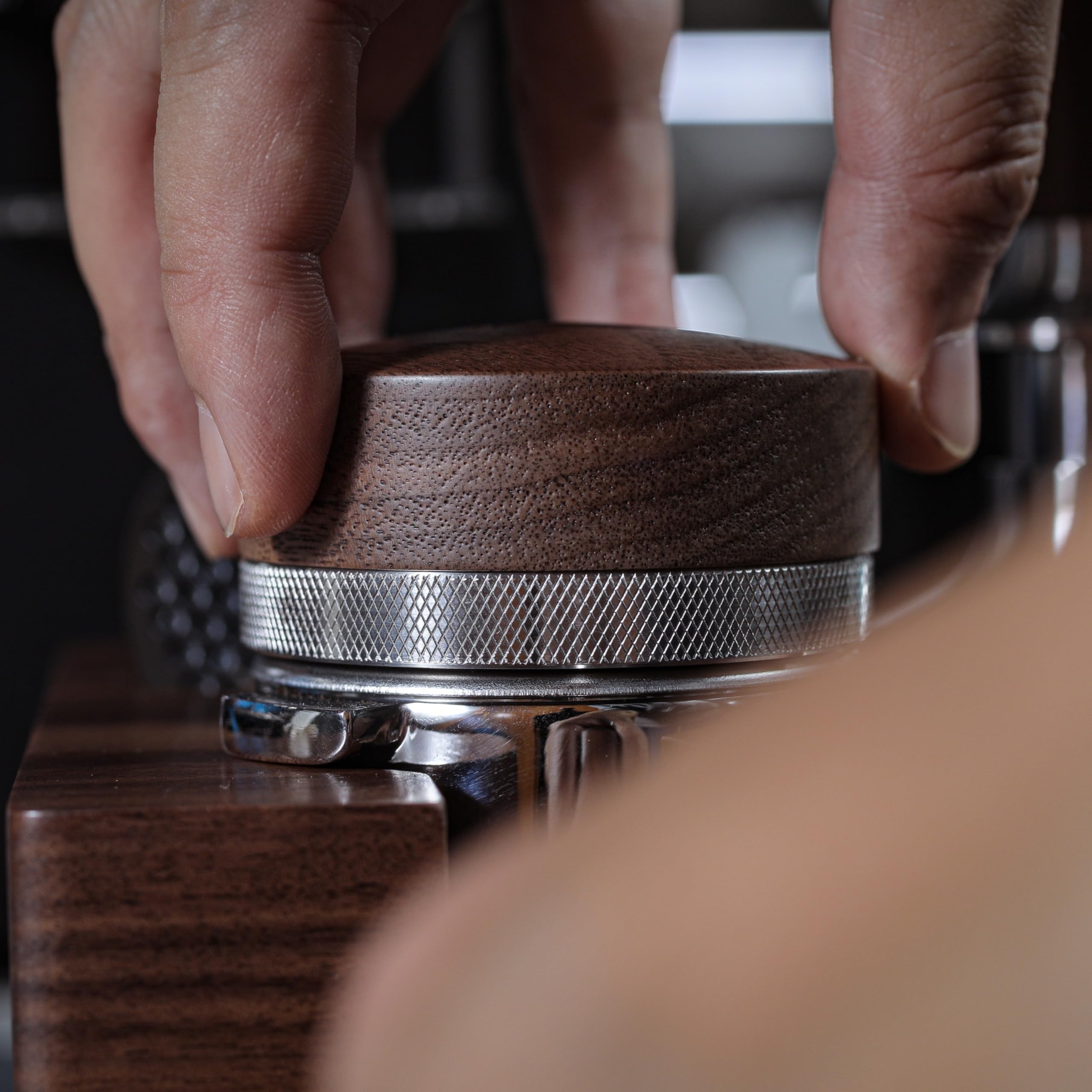 Knodos 54Mm Espresso Distribution Tool Walnut Coffee Distributor Adjustable Depth Stainless Steel Espresso Leveler Compatible Wi