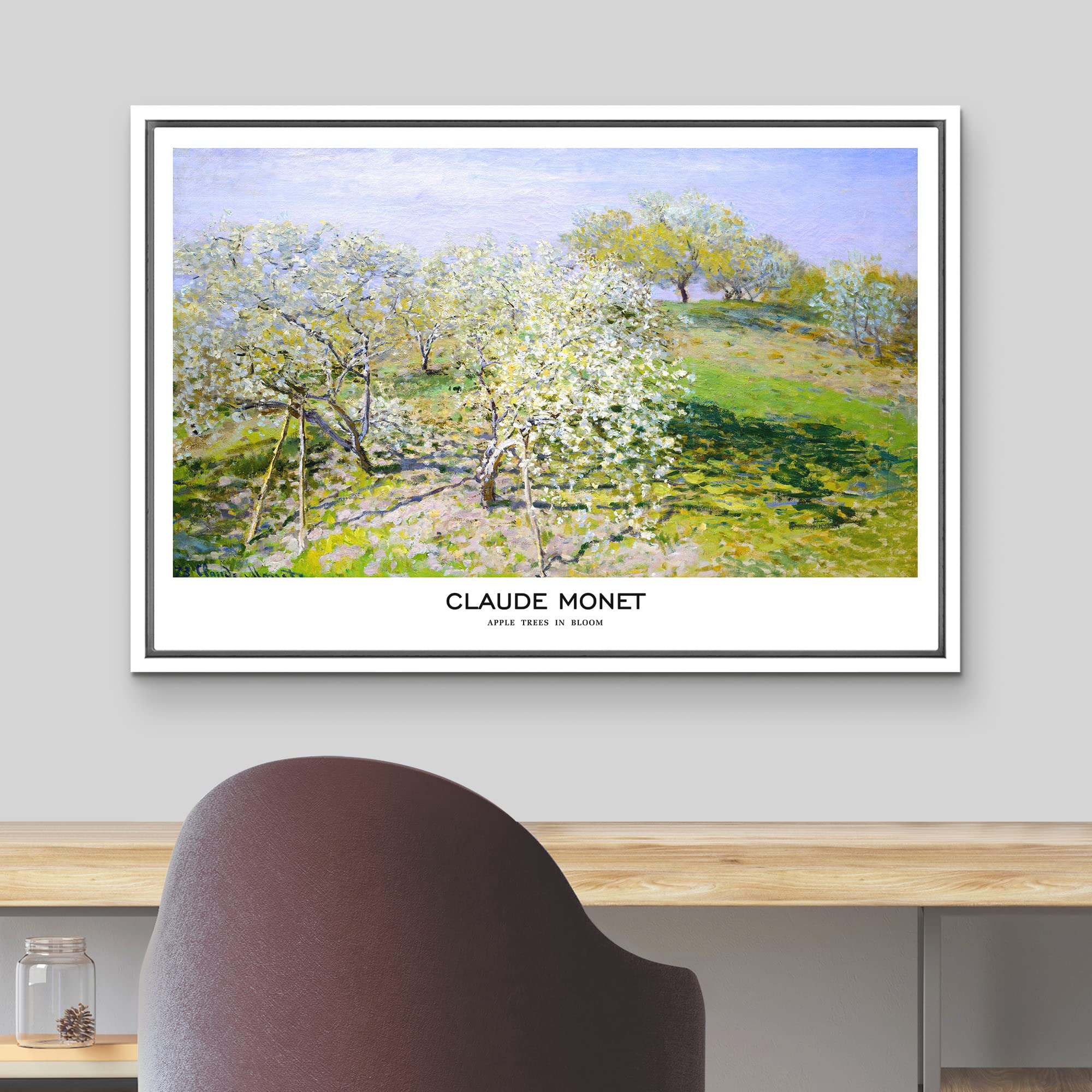 Wall26 Framed Canvas Print Wall Art Apple Trees In Bloom By Claude Monet Historic Classical Illustrations Fine Art Decorative Vi