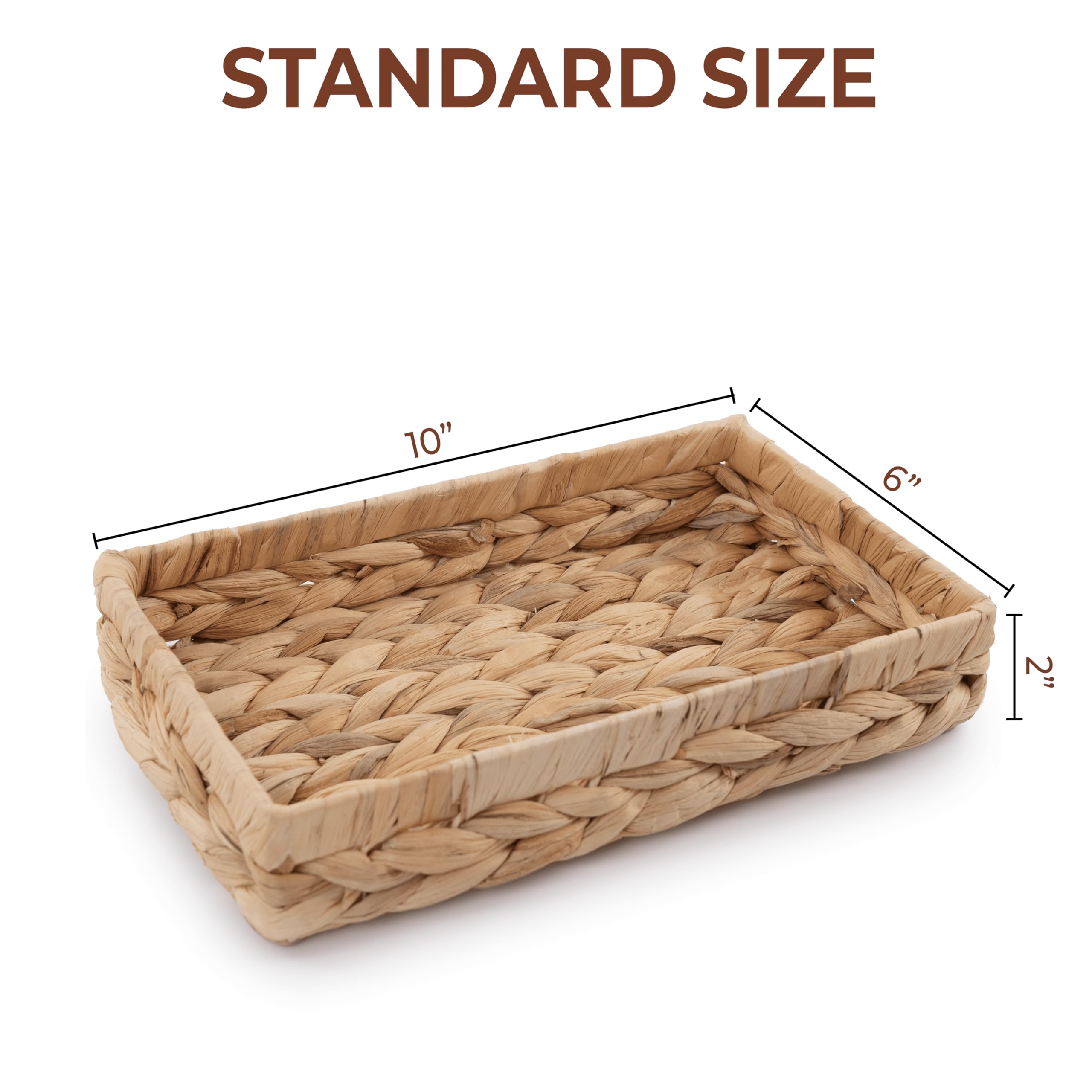Bathroom Trays For Counter 10'' Decorative Rattan Vanity Tray Wicker Storage For Paper Hand Towel Bathroom Vanity Organizer Coun