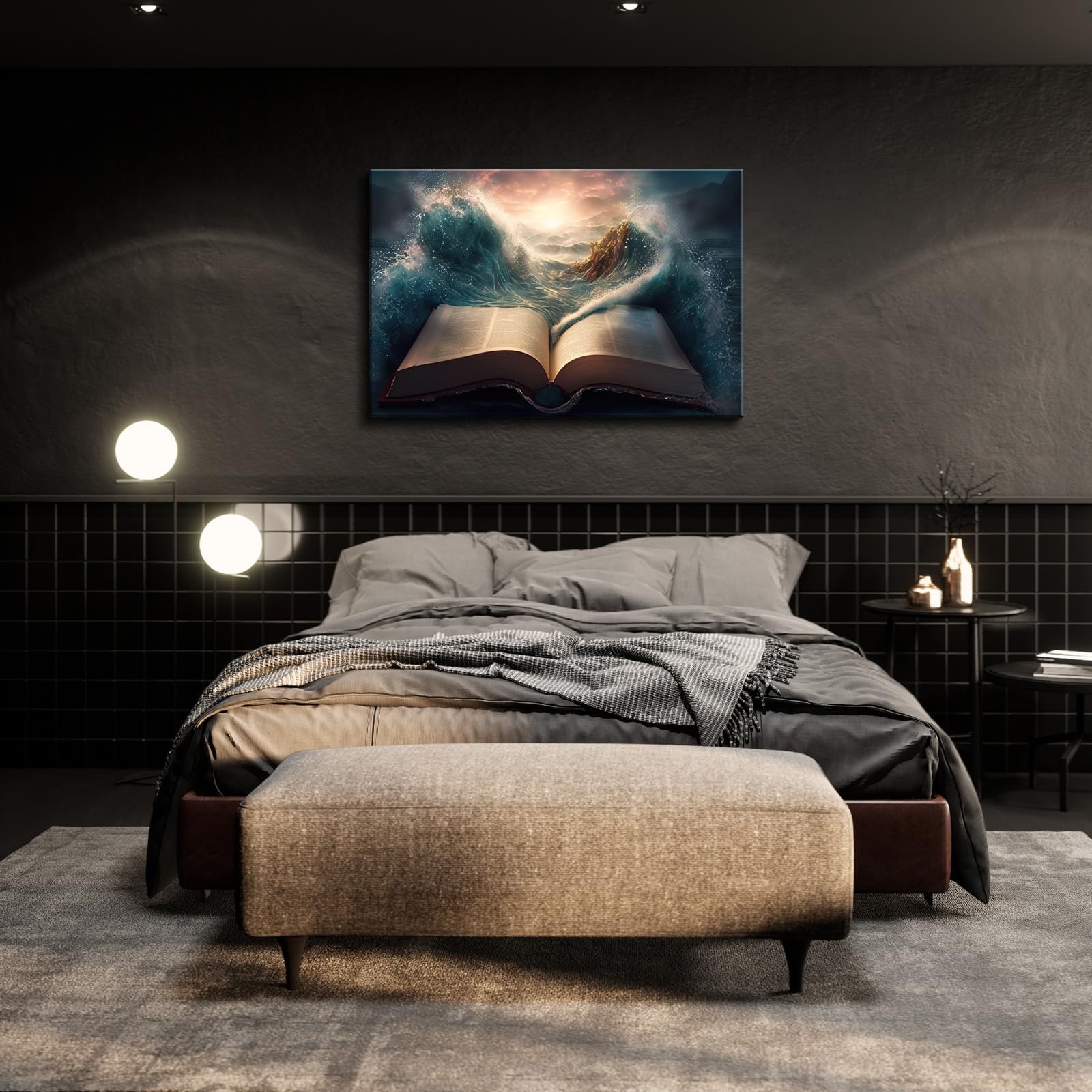 Yonica Jesus Wall Decor, Christian Bible Wall Home Posters, Judah Religious Lord Prayer Bible Wall Art Framed Canvas 12''X16'' (