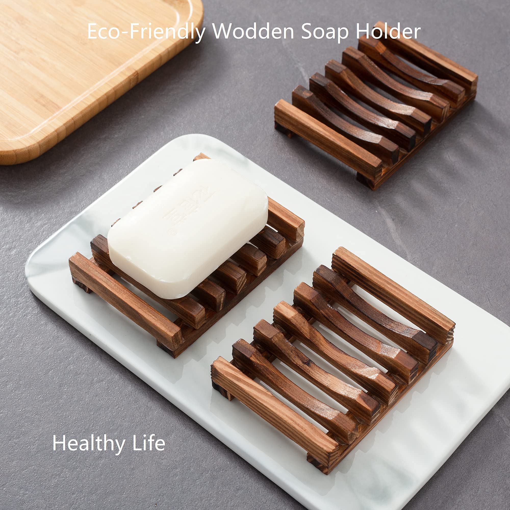 Wooden Soap Dish for Shower Set of 3 Self draining Bar Holder for Bathroom  Soap Saver Tray Soap Stand for Homemade Soap  Vowupt