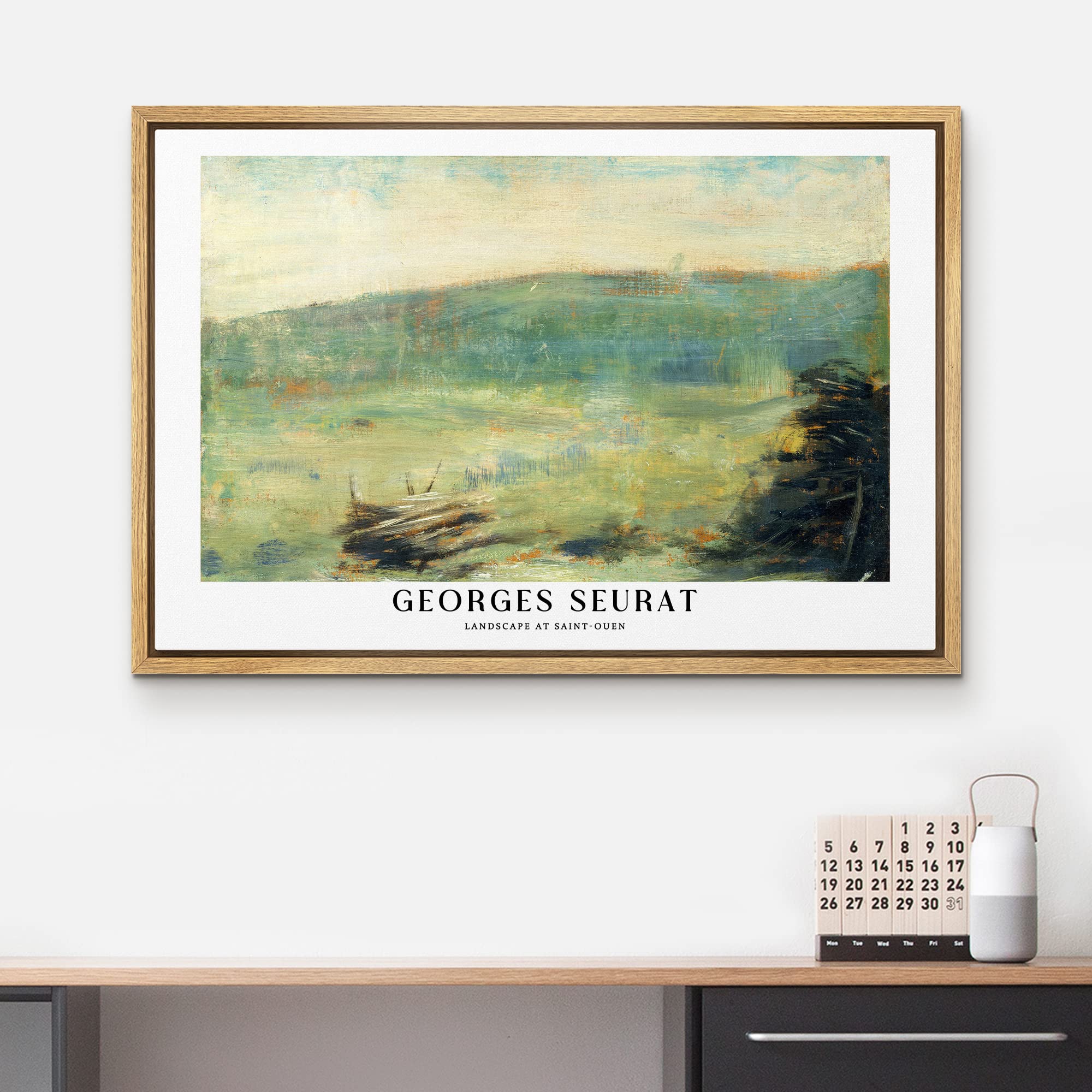 Wall26 Framed Canvas Print Wall Art Landscape At Saint-Ouen By Georges Seurat Historic Classical Illustrations Fine Art Decorati