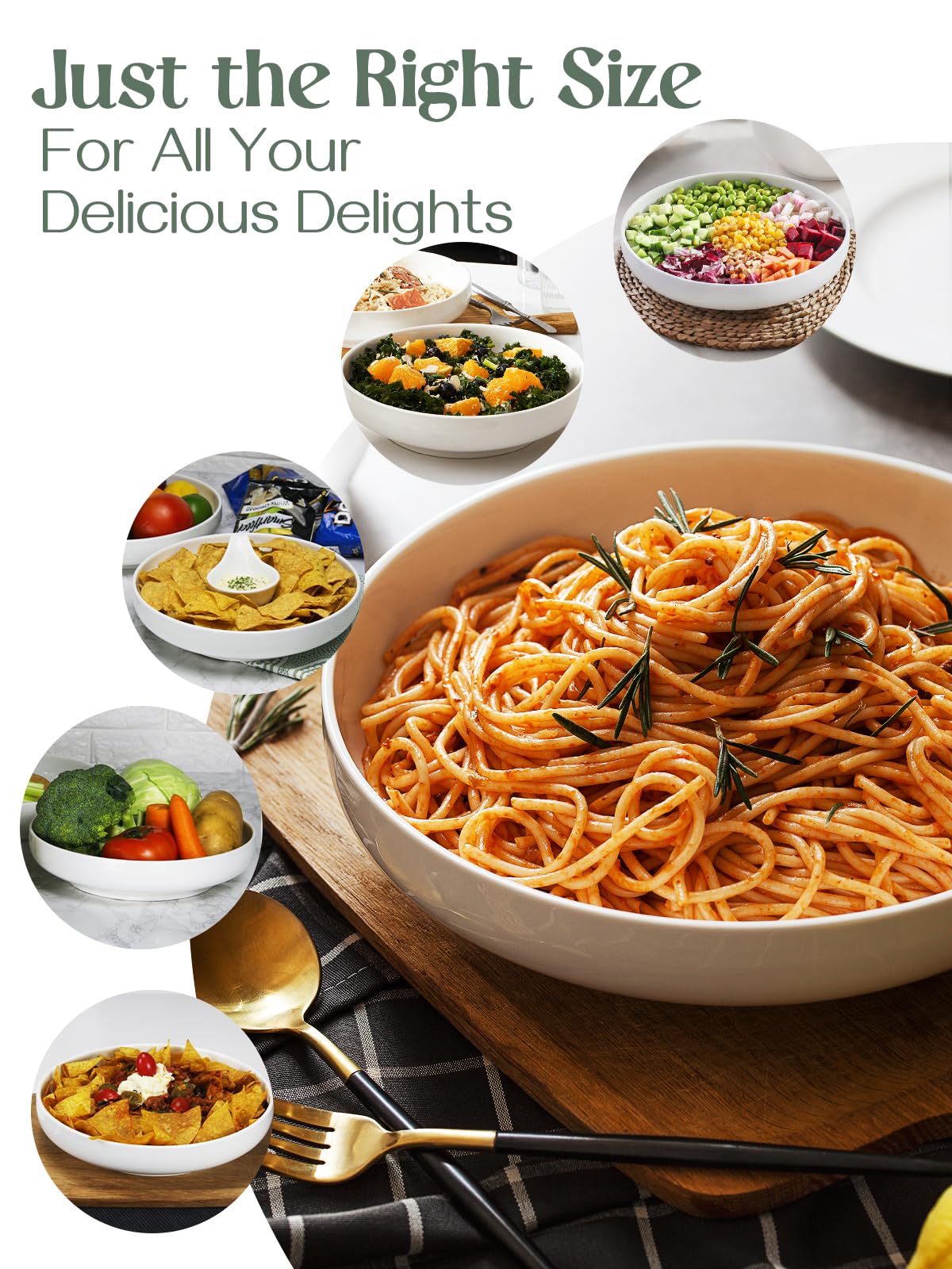 Dowan Pasta Bowls, 65 Oz Serving Bowls For Wedding, 10 ' ' Large Salad Bowls Set Of 2, Ceramic Shallow Bowl Plates, Serving Dish