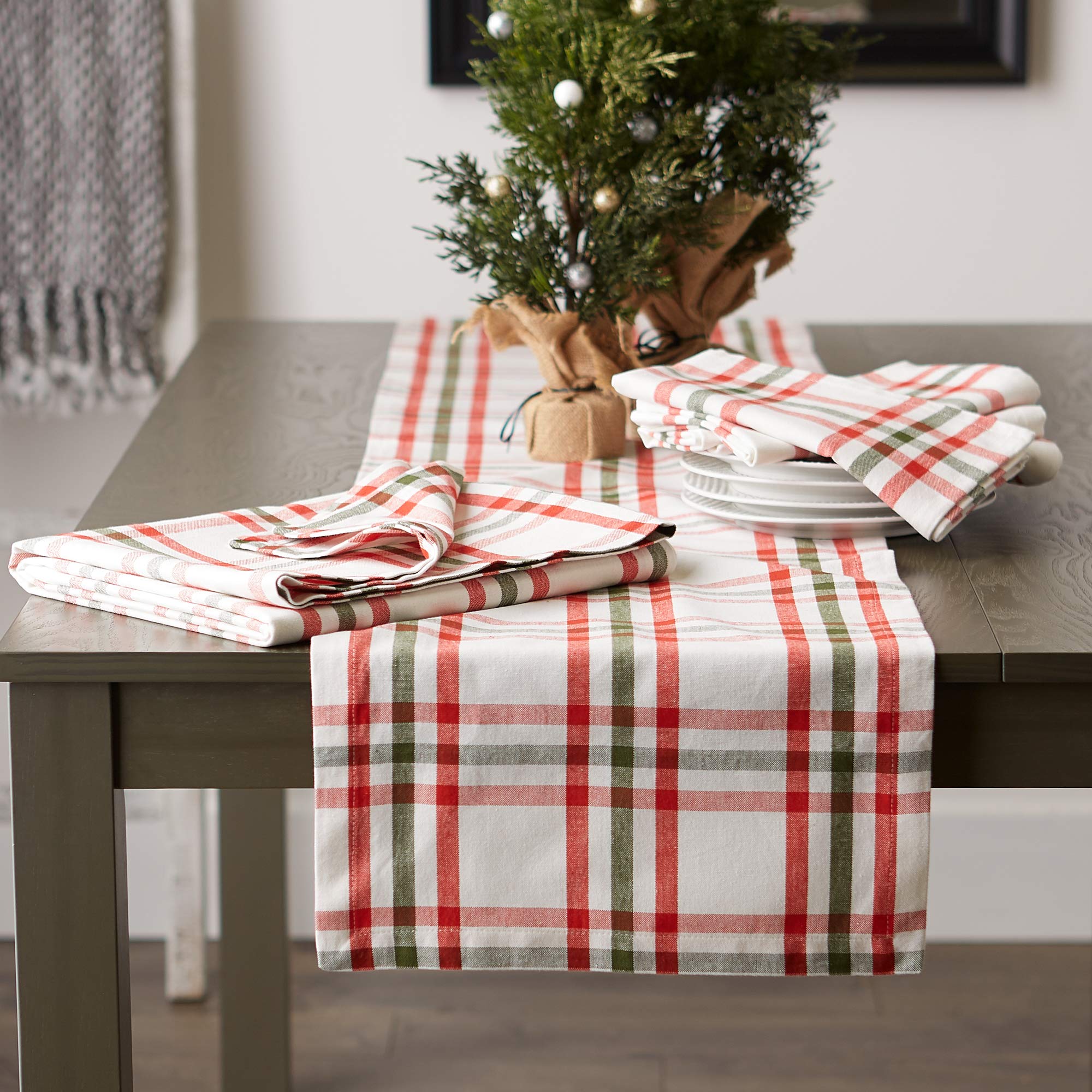 Dii Jolly Christmas Tree Collection Holiday Table & Kitchen D  Cor, Table Runner, 14X108, Christmas Plaid