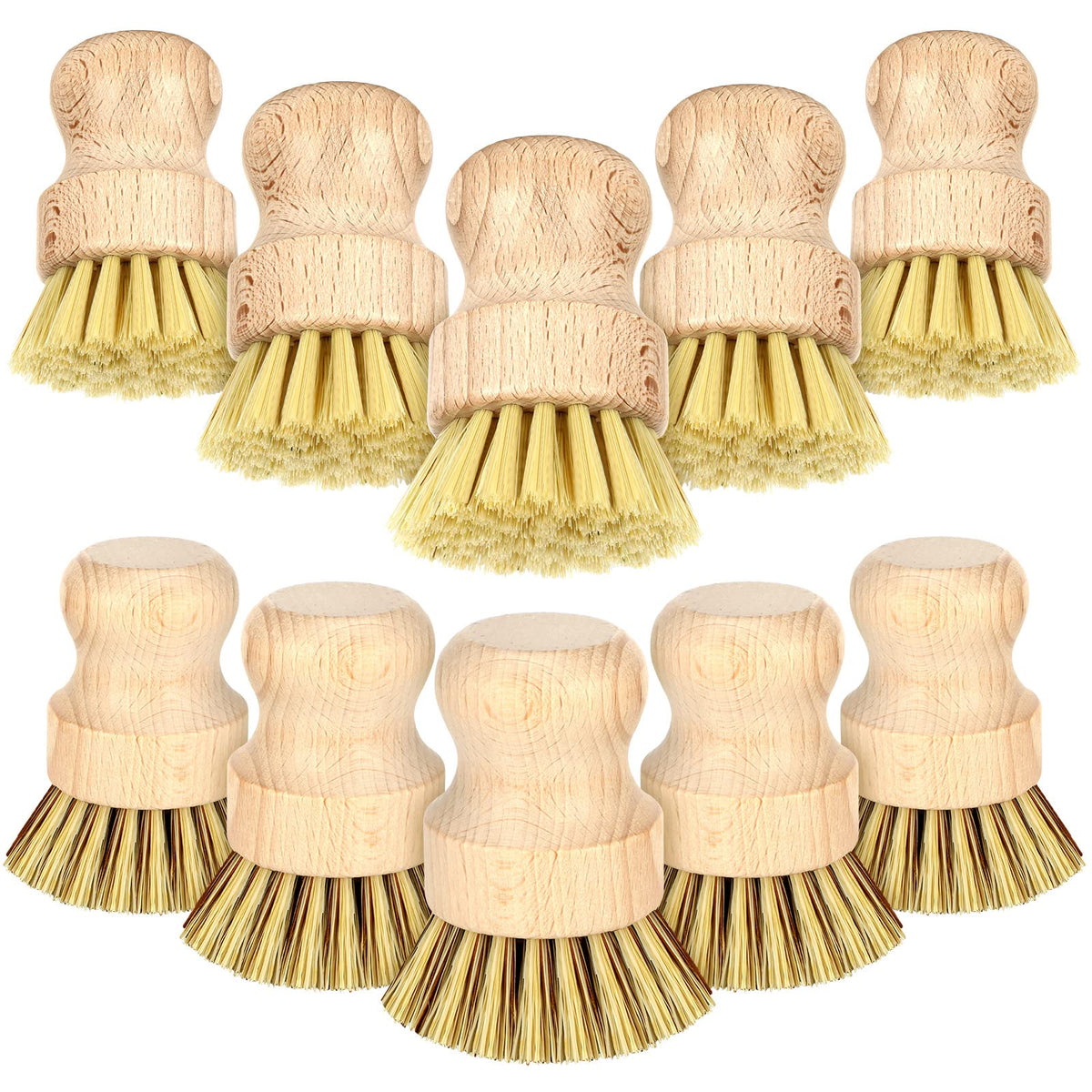Queekay 12 Pcs Bamboo Dish Brush, Wooden Dish Scrub Brush Wood Dish Scrubber Sisal Bristle Kitchen Brushes For Dishes Cleaning M