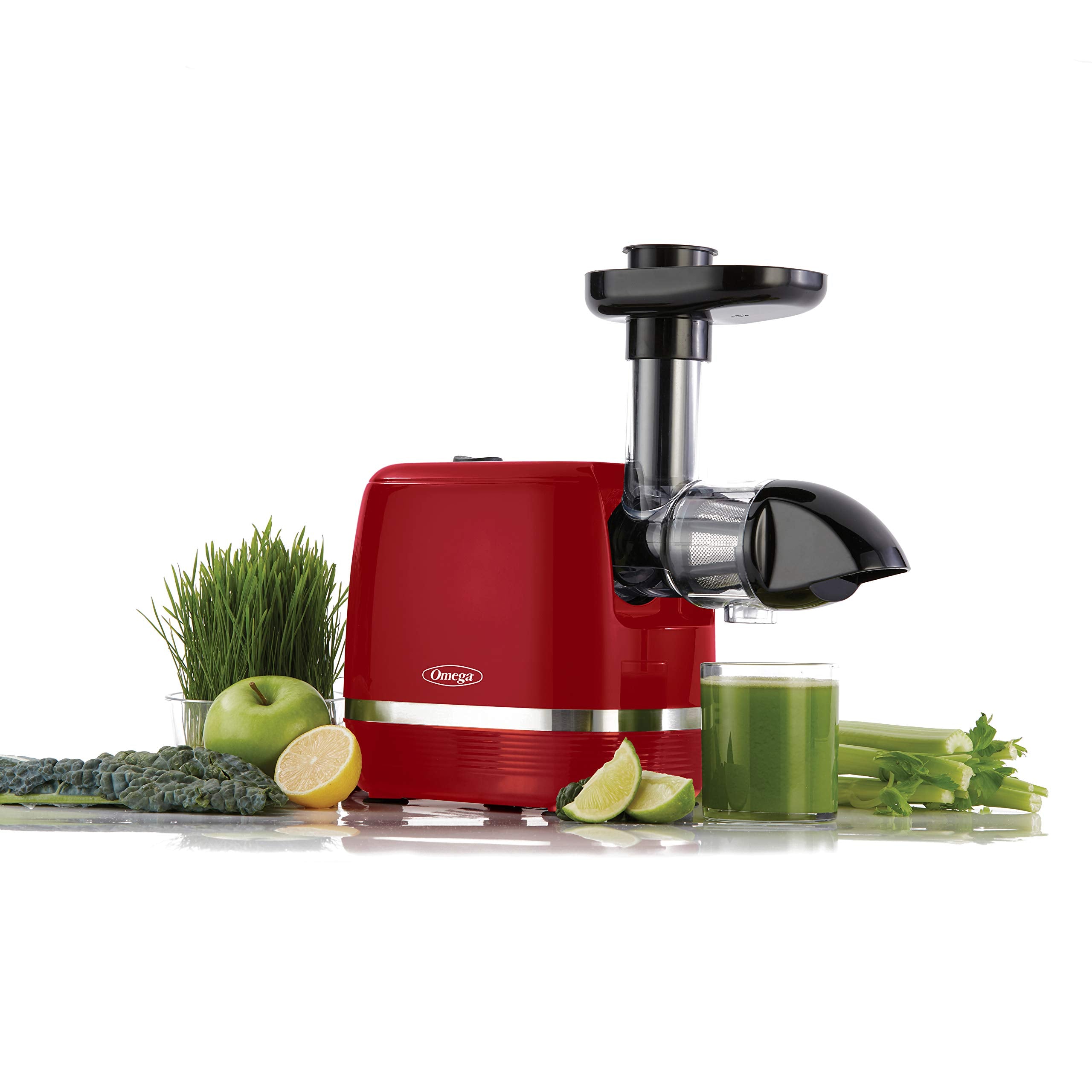 Omega H3000Red Cold Press 365 Juicer Slow Masticating Extractor Creates Delicious Fruit Vegetable And Leafy Green High Juice Yie